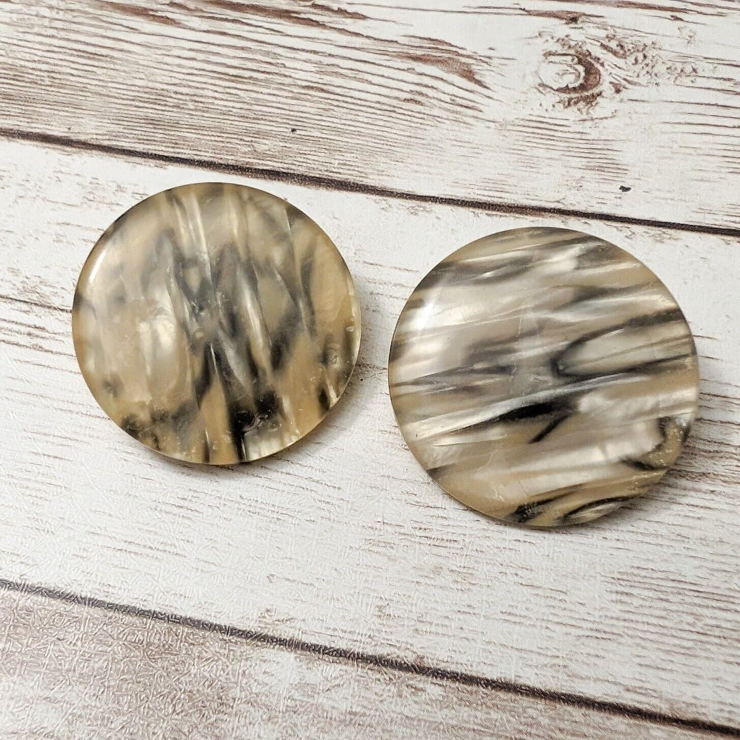 Vintage Clip On Earrings - Unusual Pattern Statement Earrings Just Over 1.25"