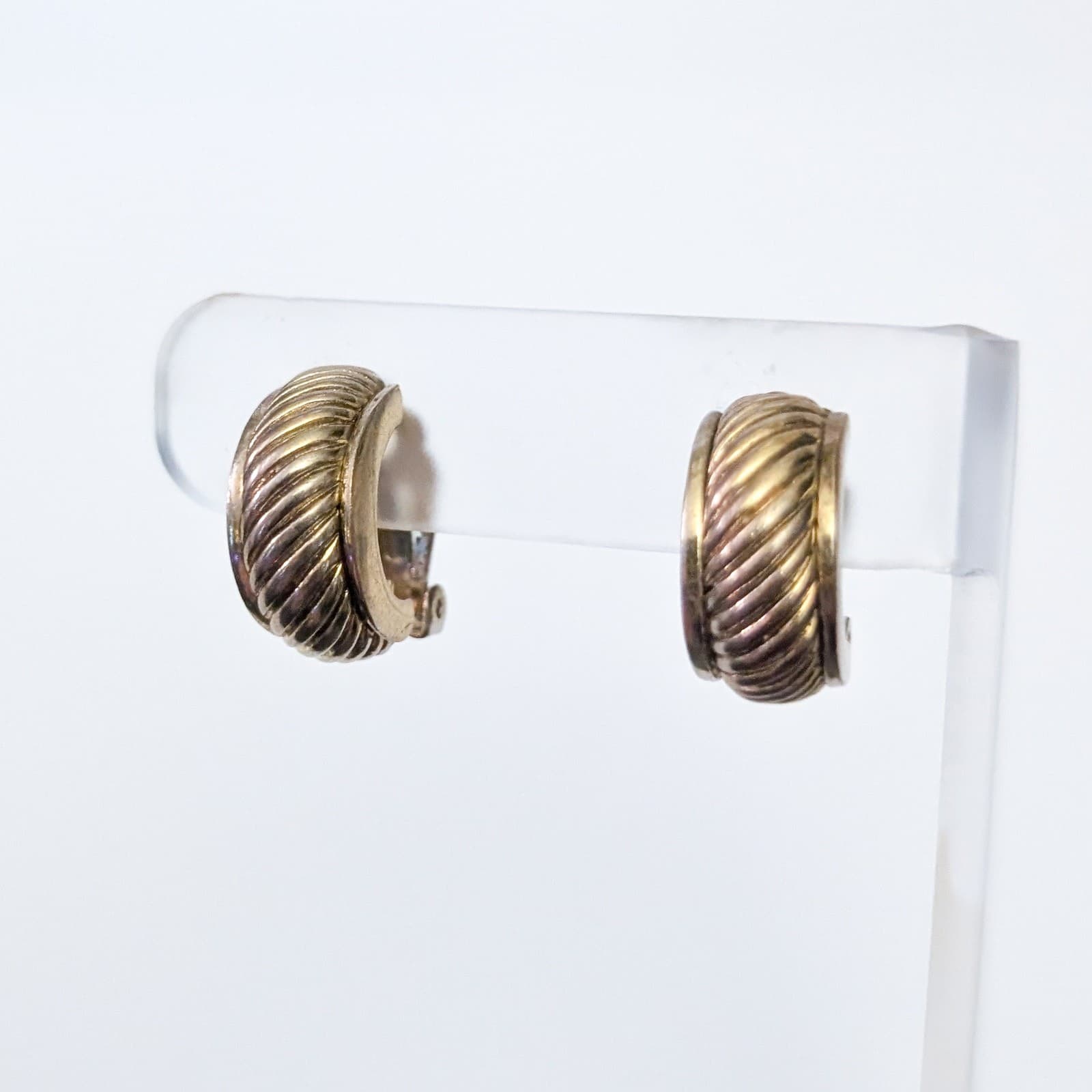Vintage Clip On Earrings Statement Hoops Just Over 0.75" Chunky