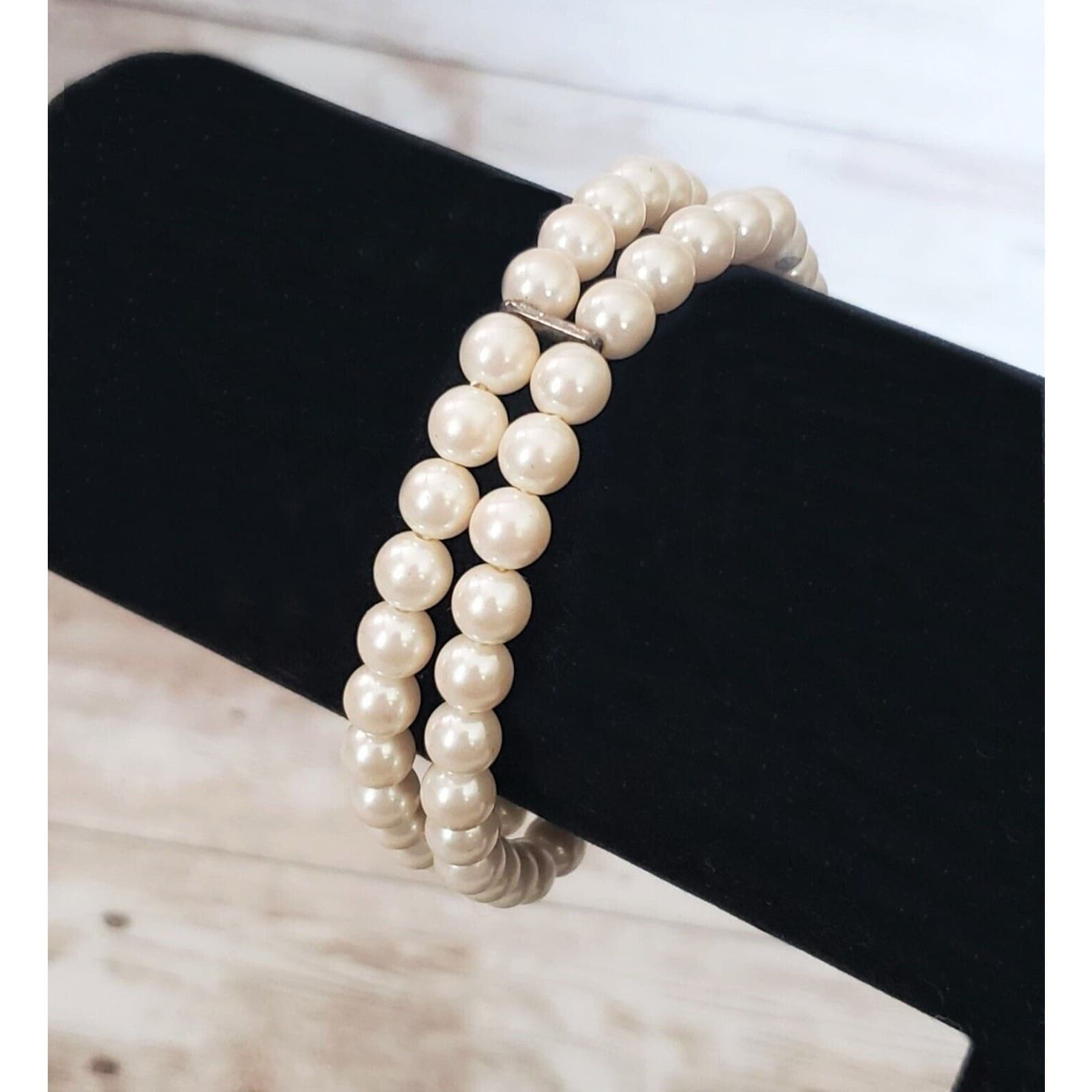 Vintage Bracelet - Double Row Faux Pearl Bracelet