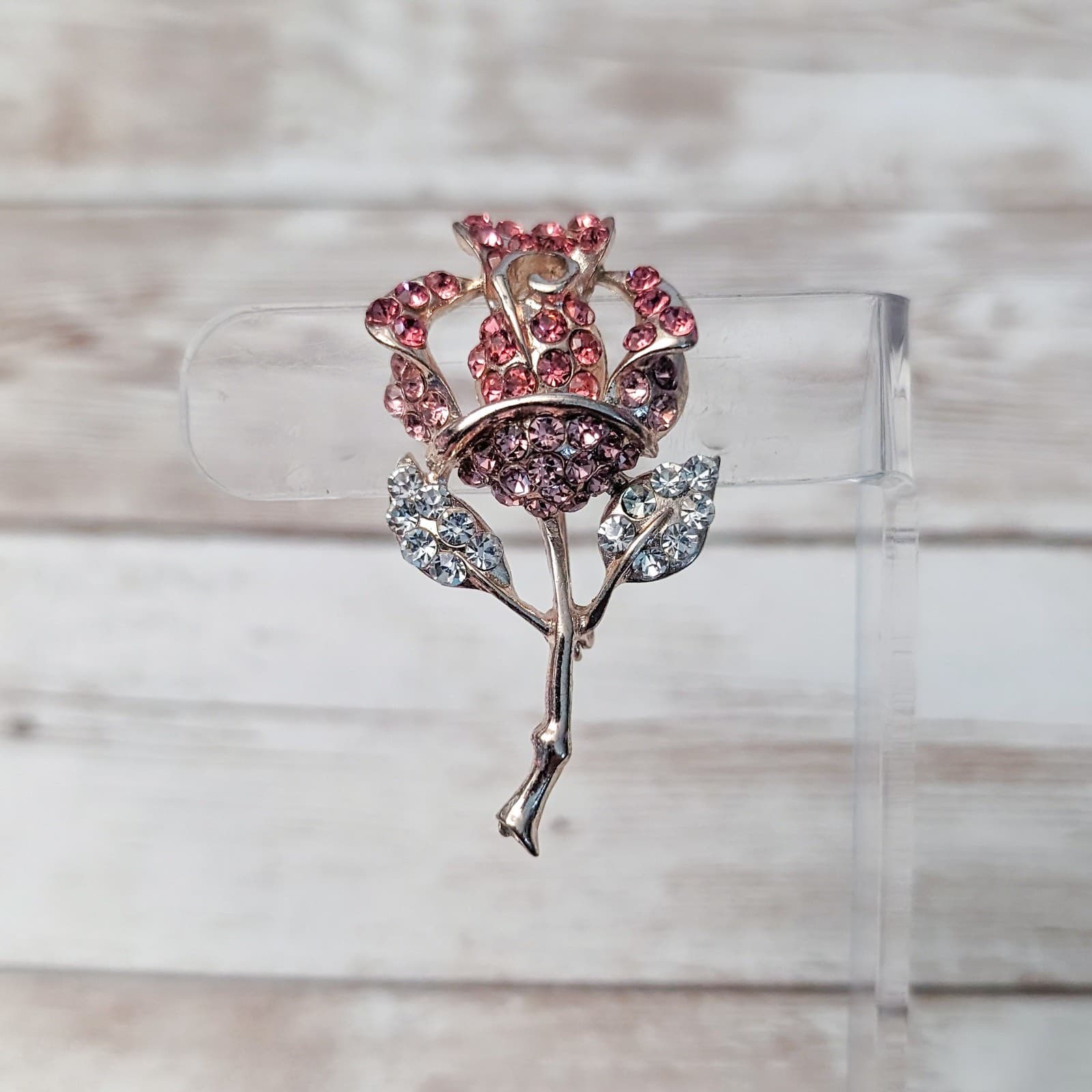 Vintage Brooch / Pin - Large Pink Rose