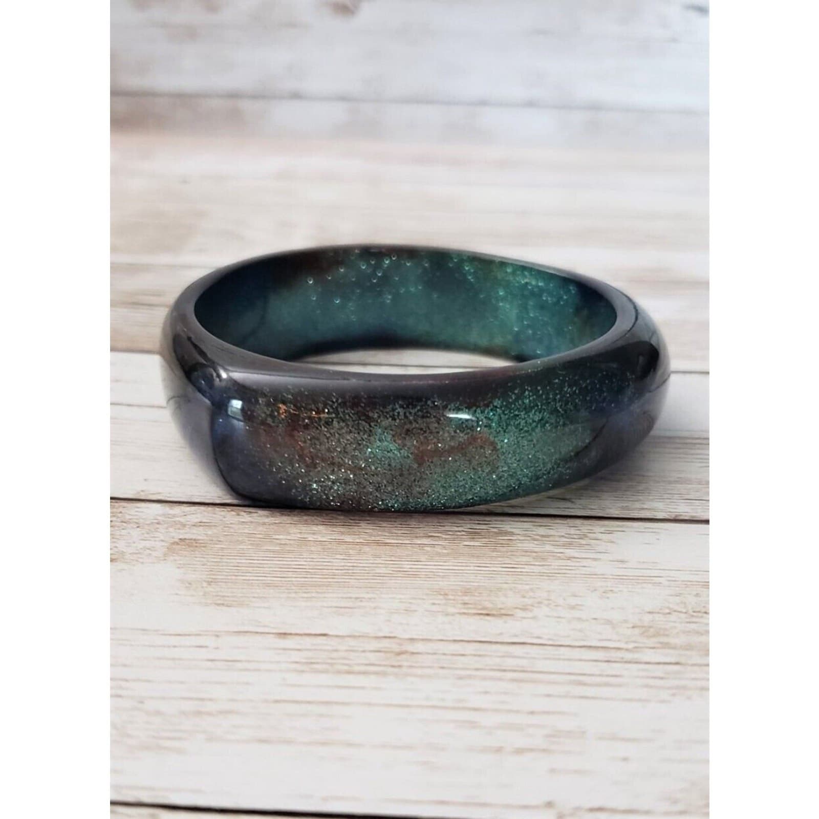 Vintage Bracelet / Bangle Stunning Peacock Tones Glitter Bangle Statement
