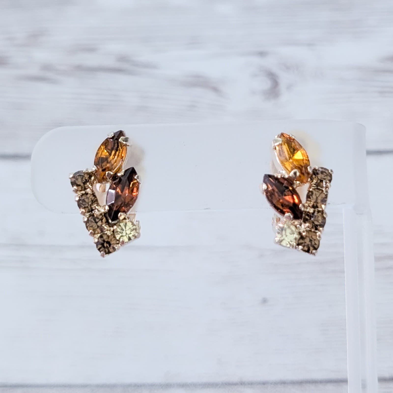 Vintage Clip On Earrings Stunning Fall Theme Gems Pretty