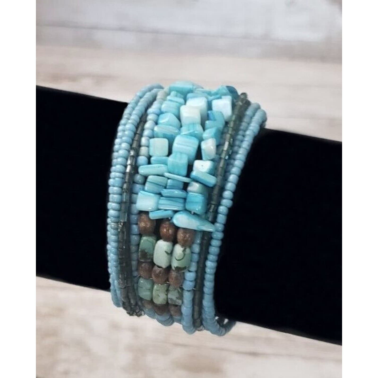 Vintage Bracelet / Bangle - Turquoise Tone Wrap Bracelet