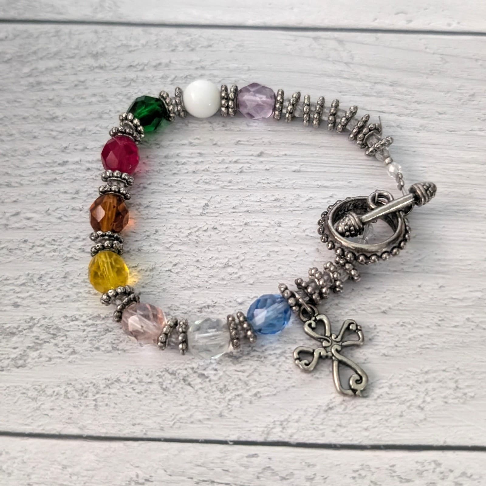 Colorful Bracelet with Cross Charm