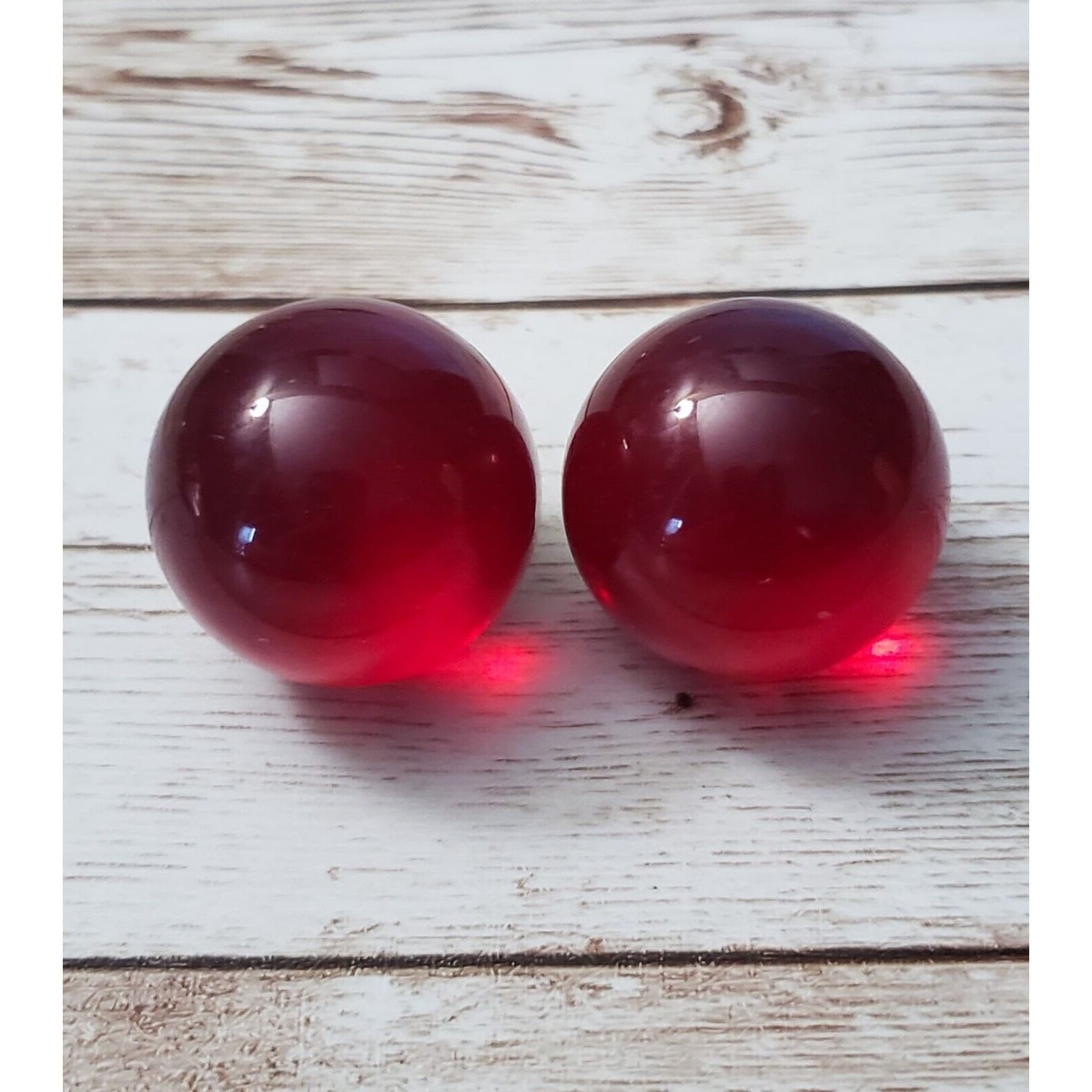 Vintage Clip On Earrings - 3D Very Domed Red 1"