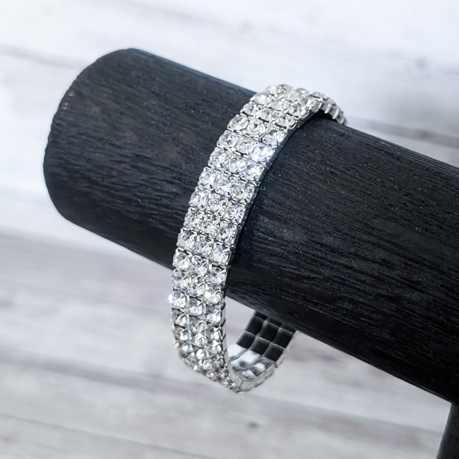 Vintage Stretch Bracelet - Clear Gems