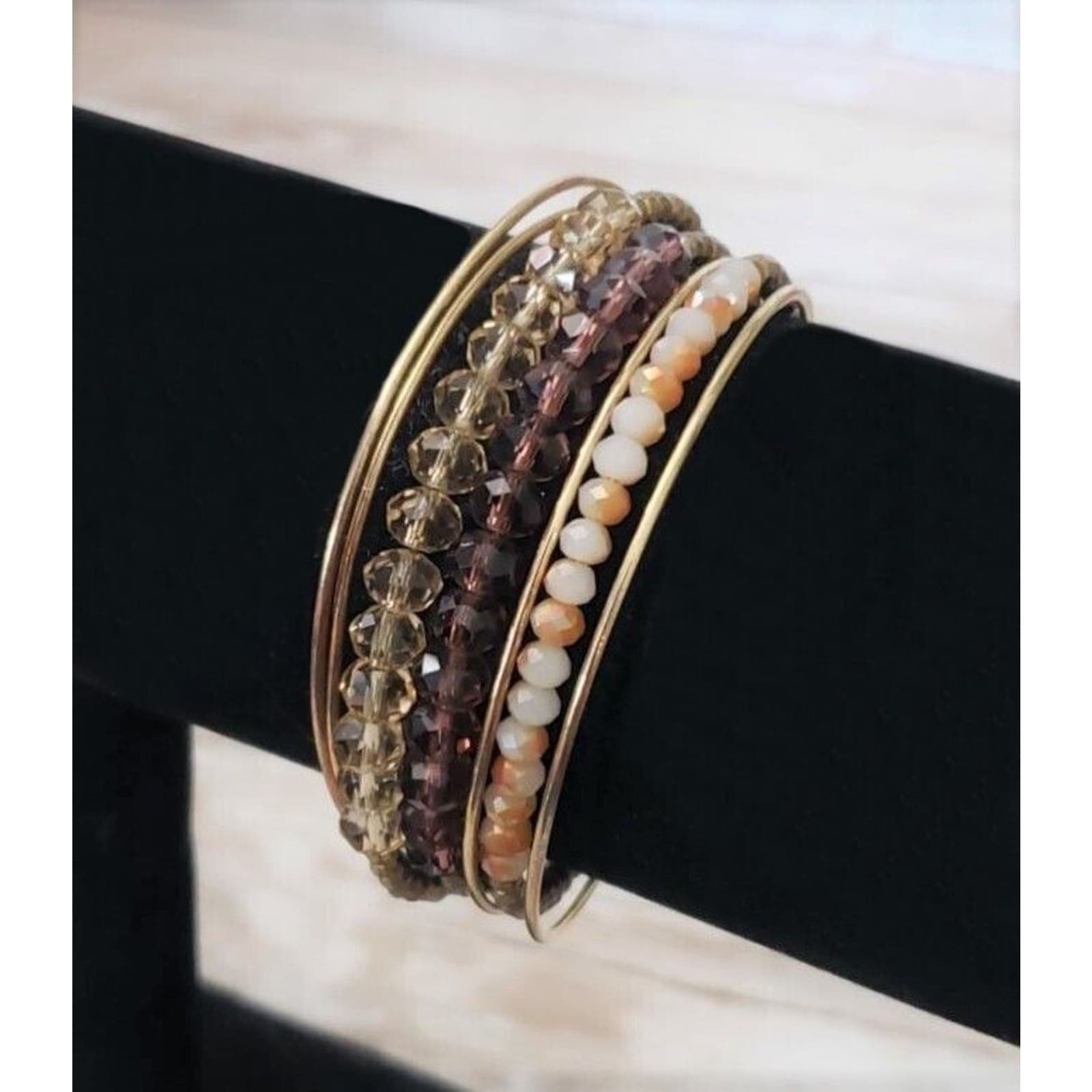 Vintage Cuff Bracelet - Multi Row Earthy Natural Tones