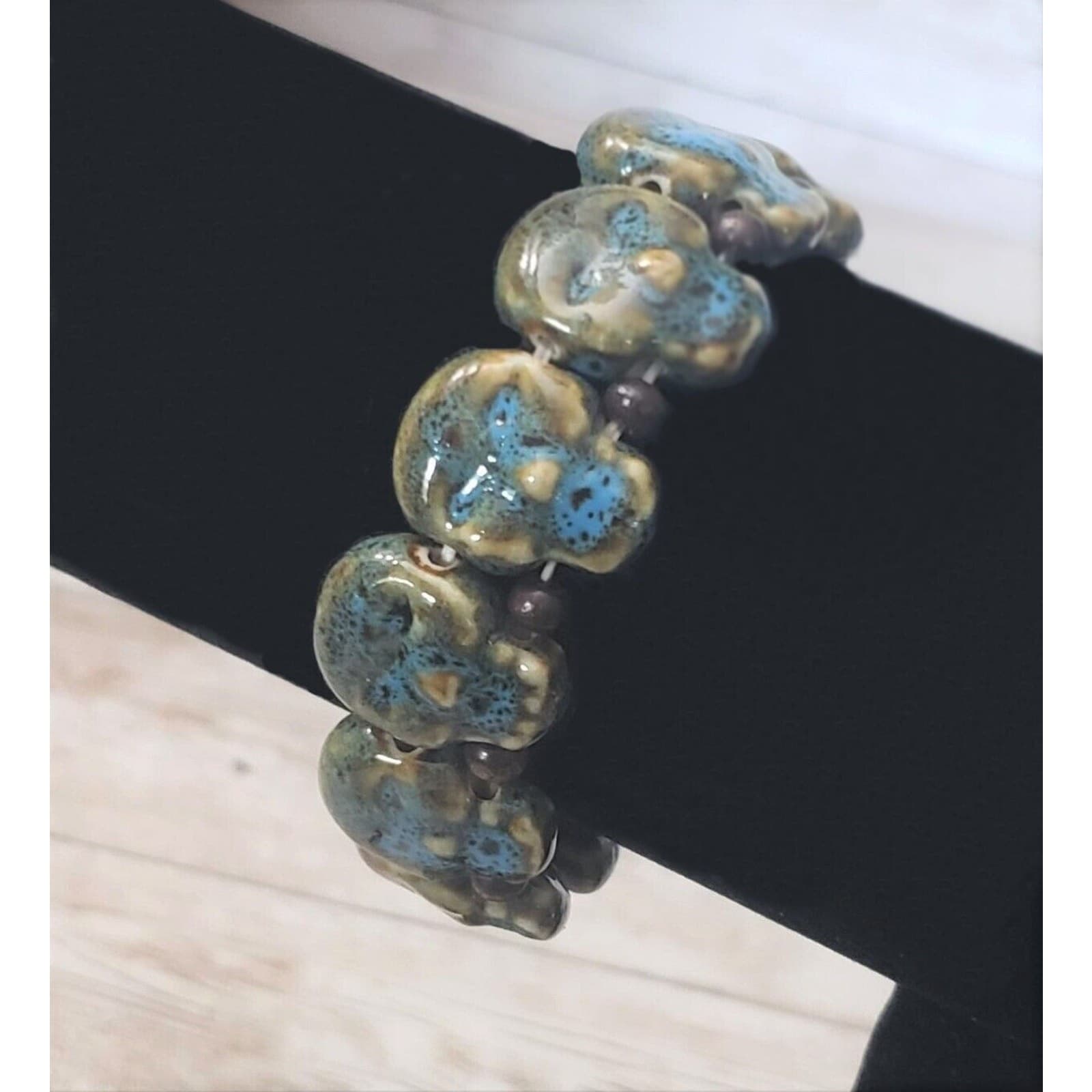 Vintage Stretch Bracelet / Bangle - Skull Bracelet