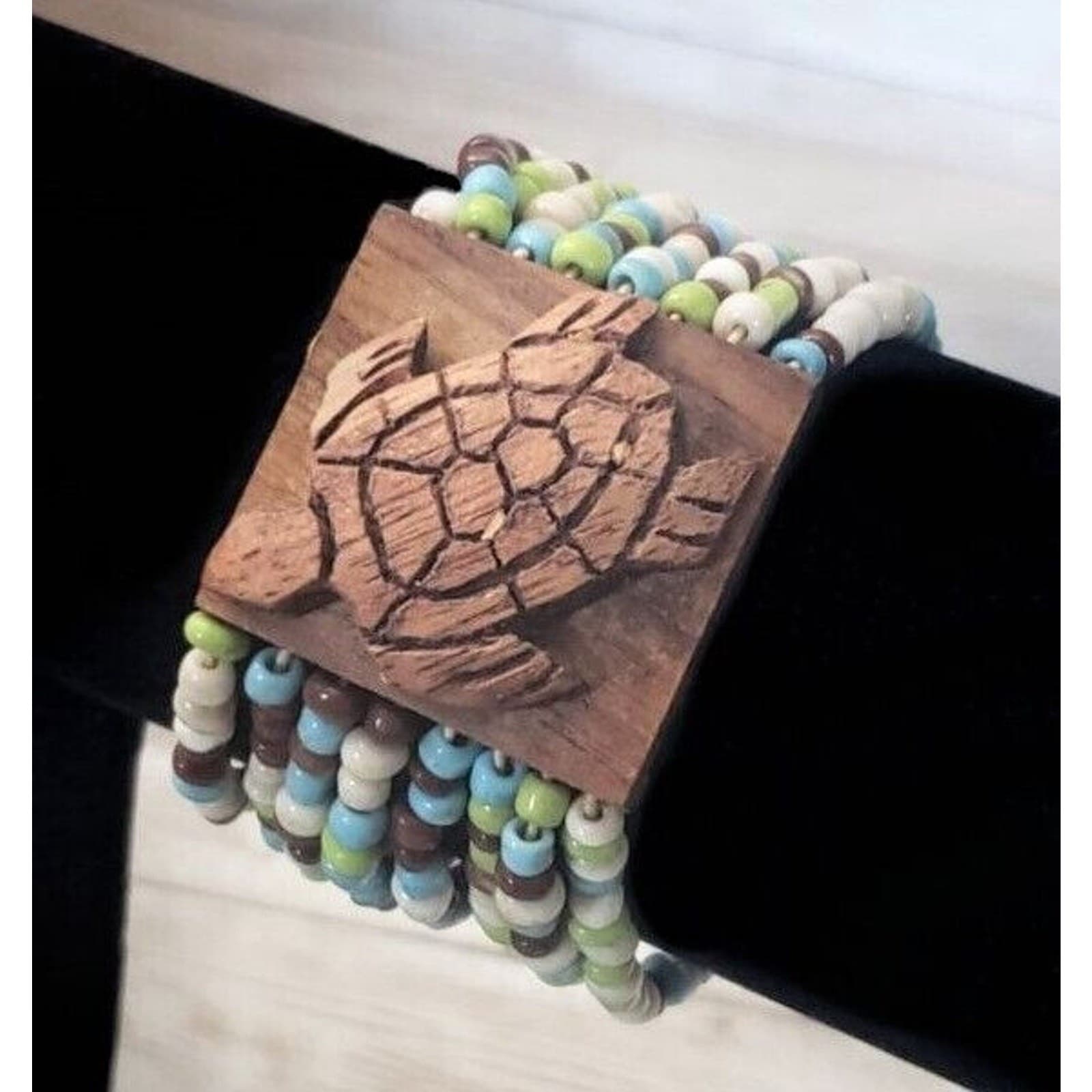 Vintage Stretch Bracelet / Bangle Carved Turtle Design