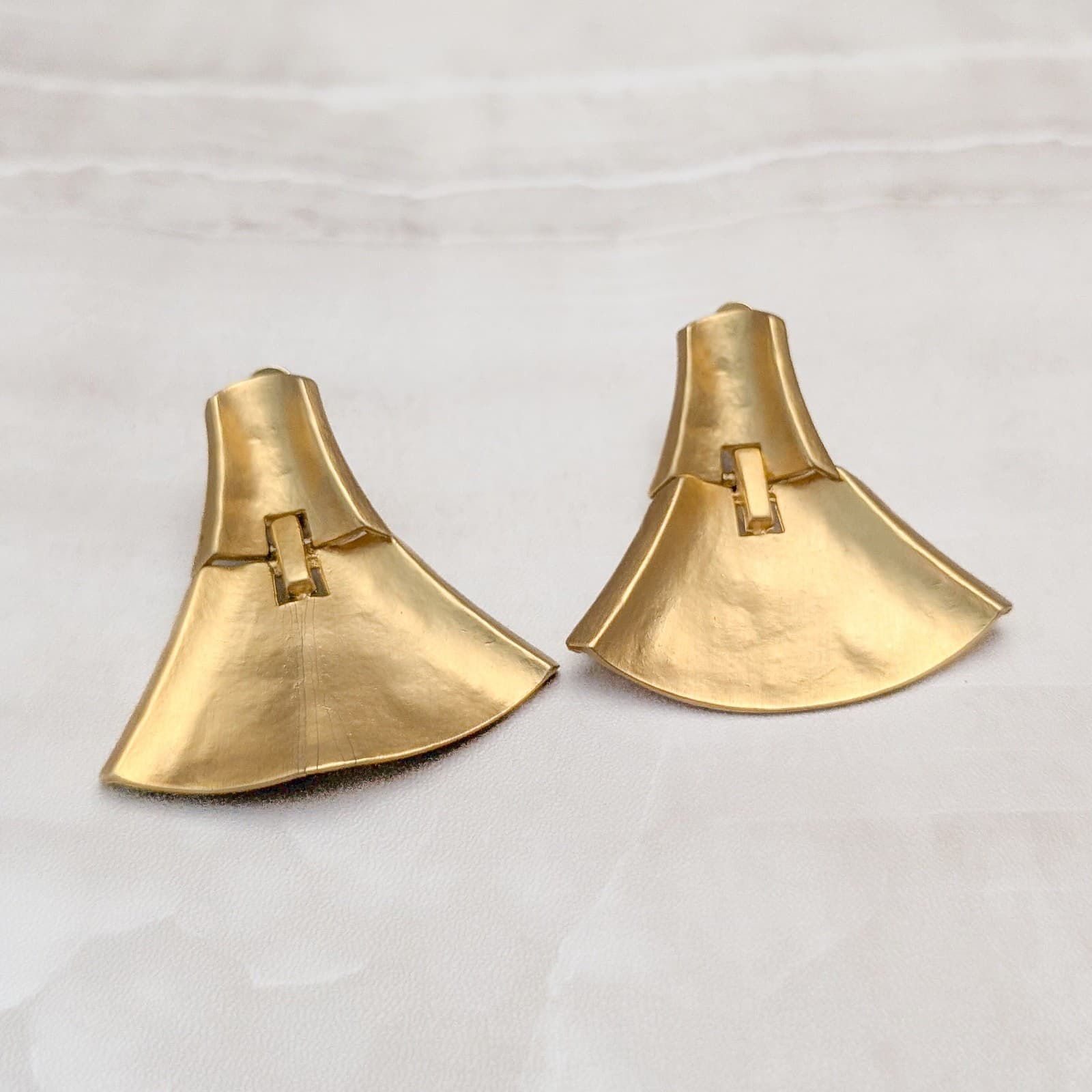 Vintage Clip On Earrings Extra Large Statement Gold Tone Stylish Dangle
