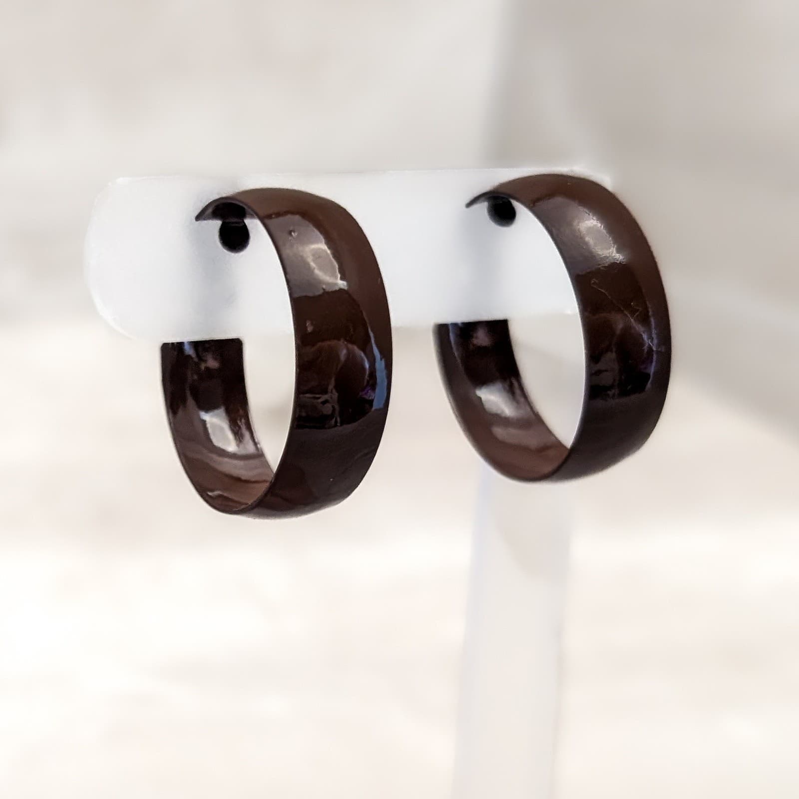 Vintage Clip On Earrings Rich In Tone Brown Large Retro Hoops Hoop Earrings