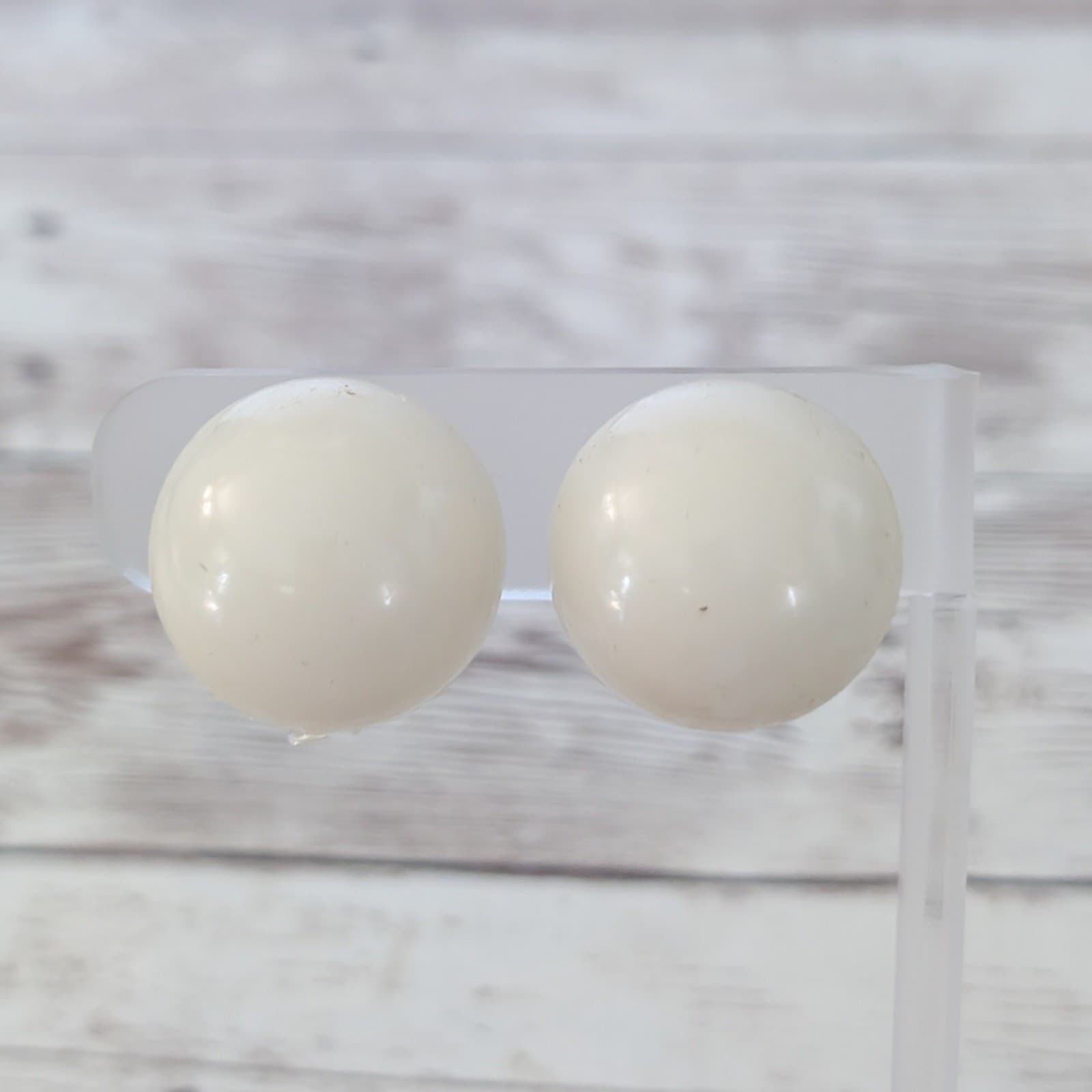 Vintage Clip On Earrings Cream Domed Retro