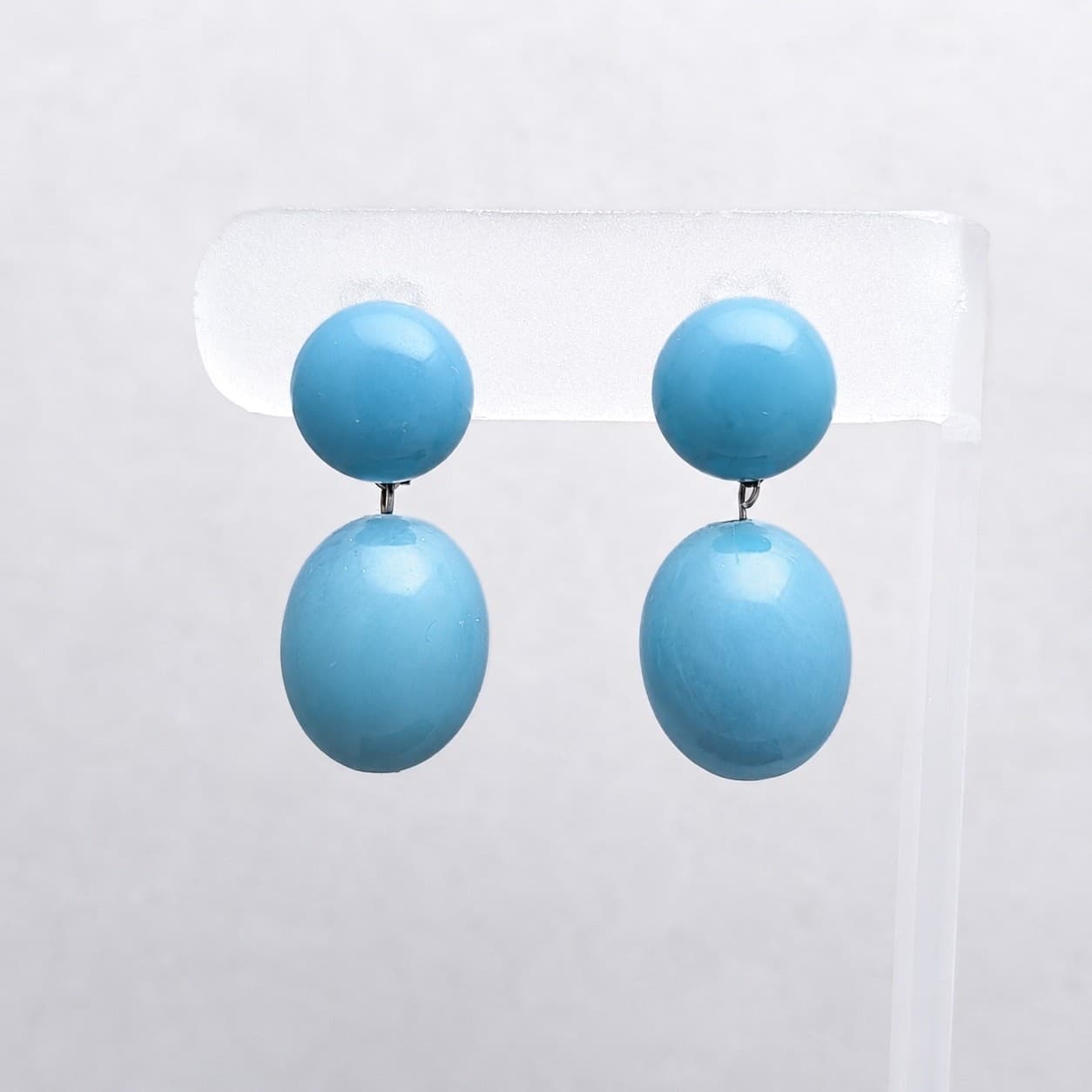 Vintage Clip On Earrings Blue Dangle Drop Retro W Germany Stylish Statement