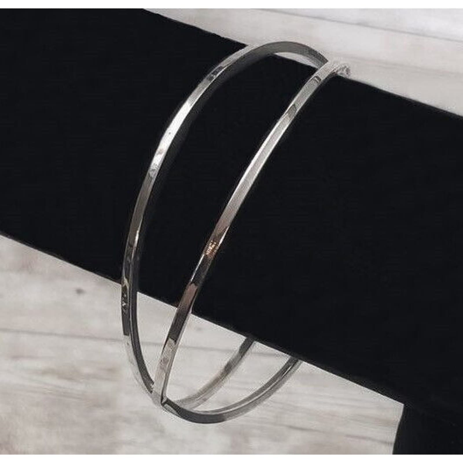 Vintage Bracelet / Bangle - Silver Tone Cross Over Design Bangle 8.25"