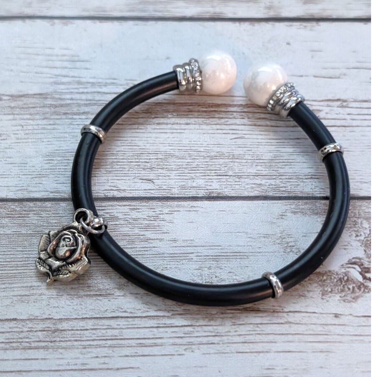 Vintage Bracelet - Unusual Double Sided Charm Rose and ??