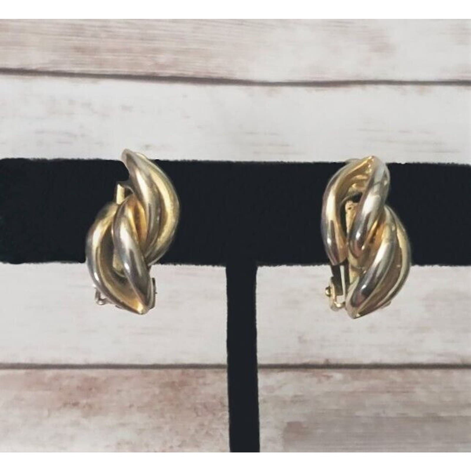 Vintage Clip On Earrings - Stylish Earrings - Gold Tone 7/8"