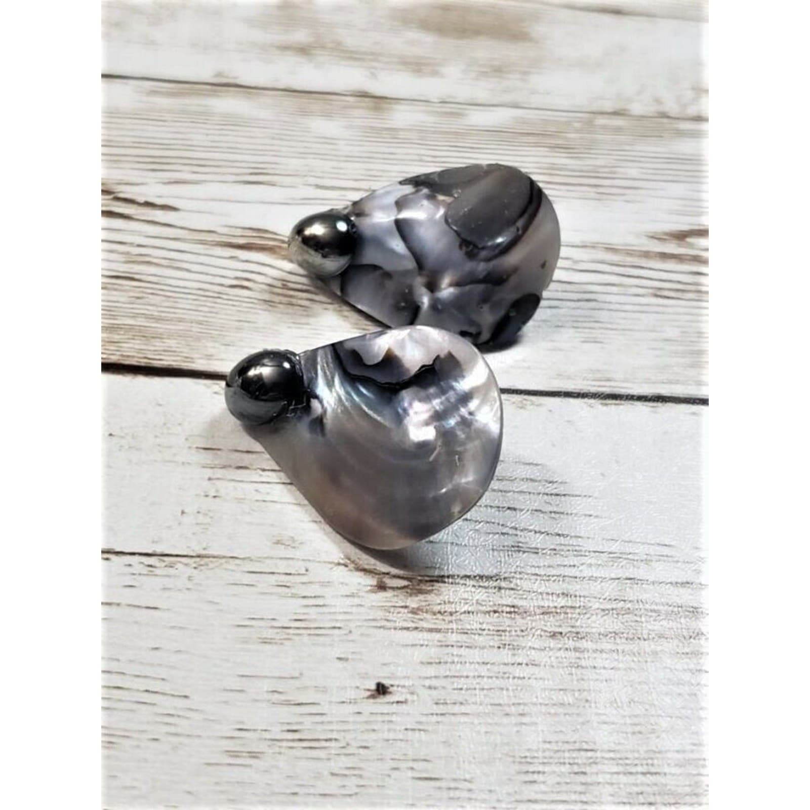 Vintage Clip On Earrings Pear Shaped Mother Of Pearl? Shell?