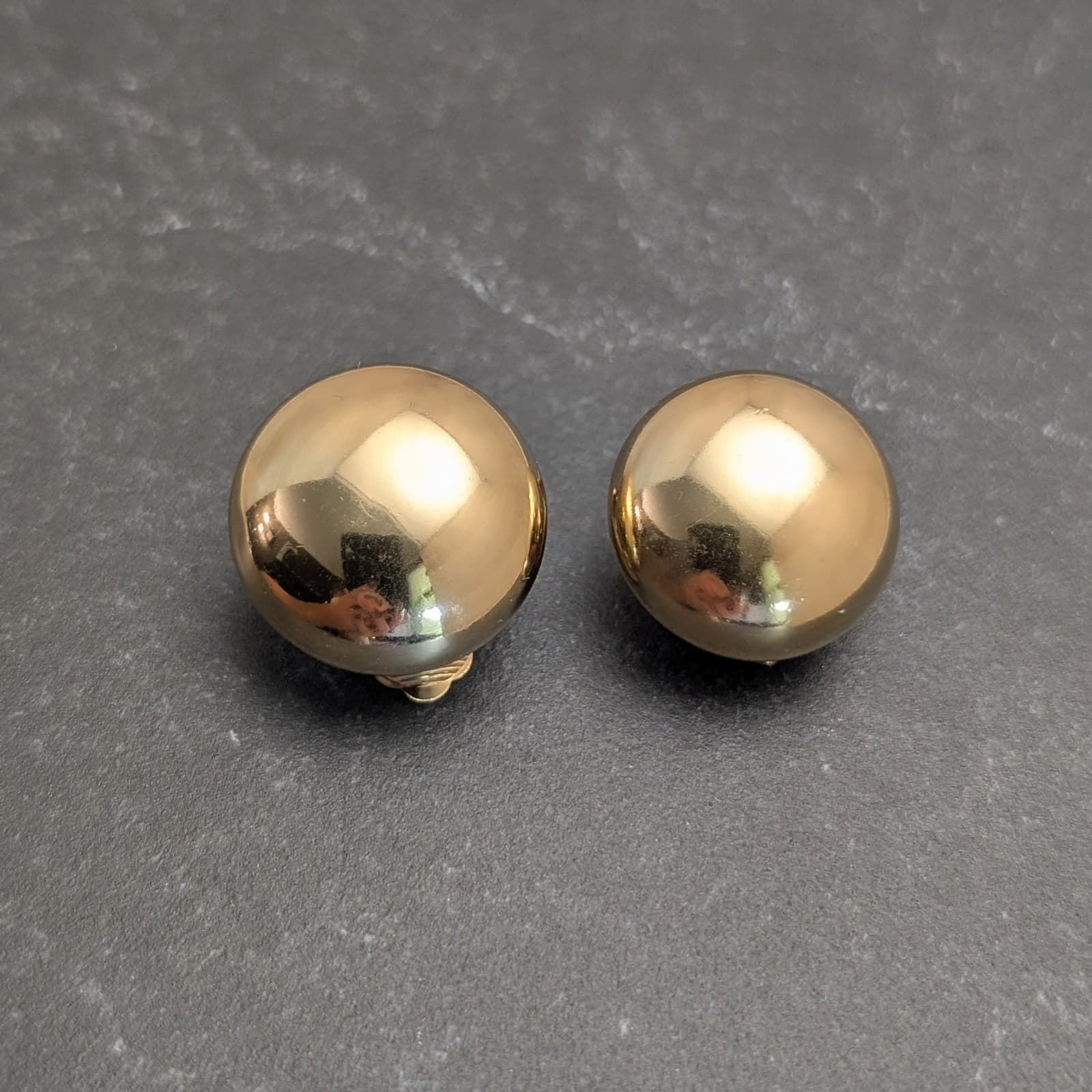 Vintage Christian Dior Clip On Earrings Domed Gold Tone Chunky Made in Germany