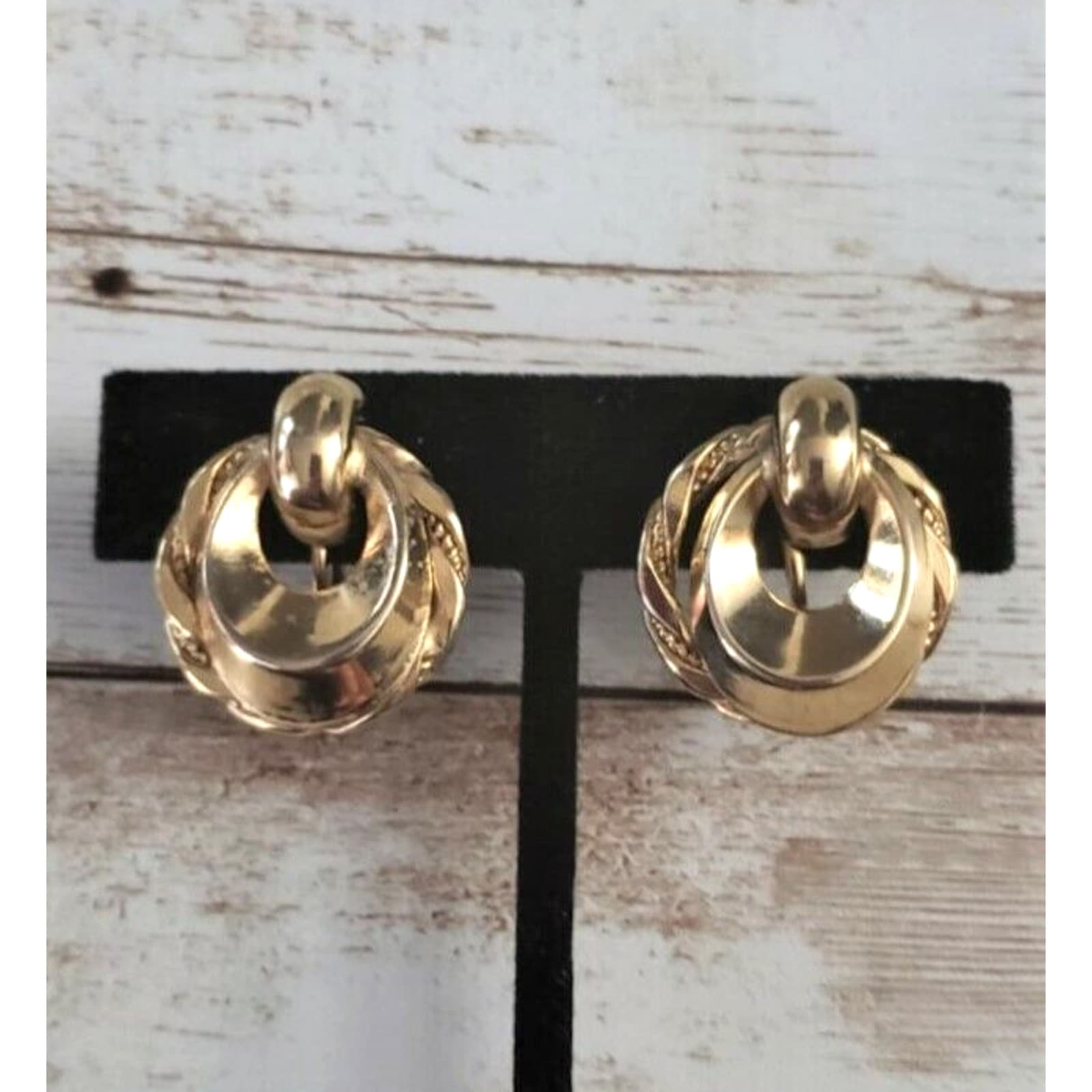 Vintage Screw On Earrings - Elegant Gold Tone Statement
