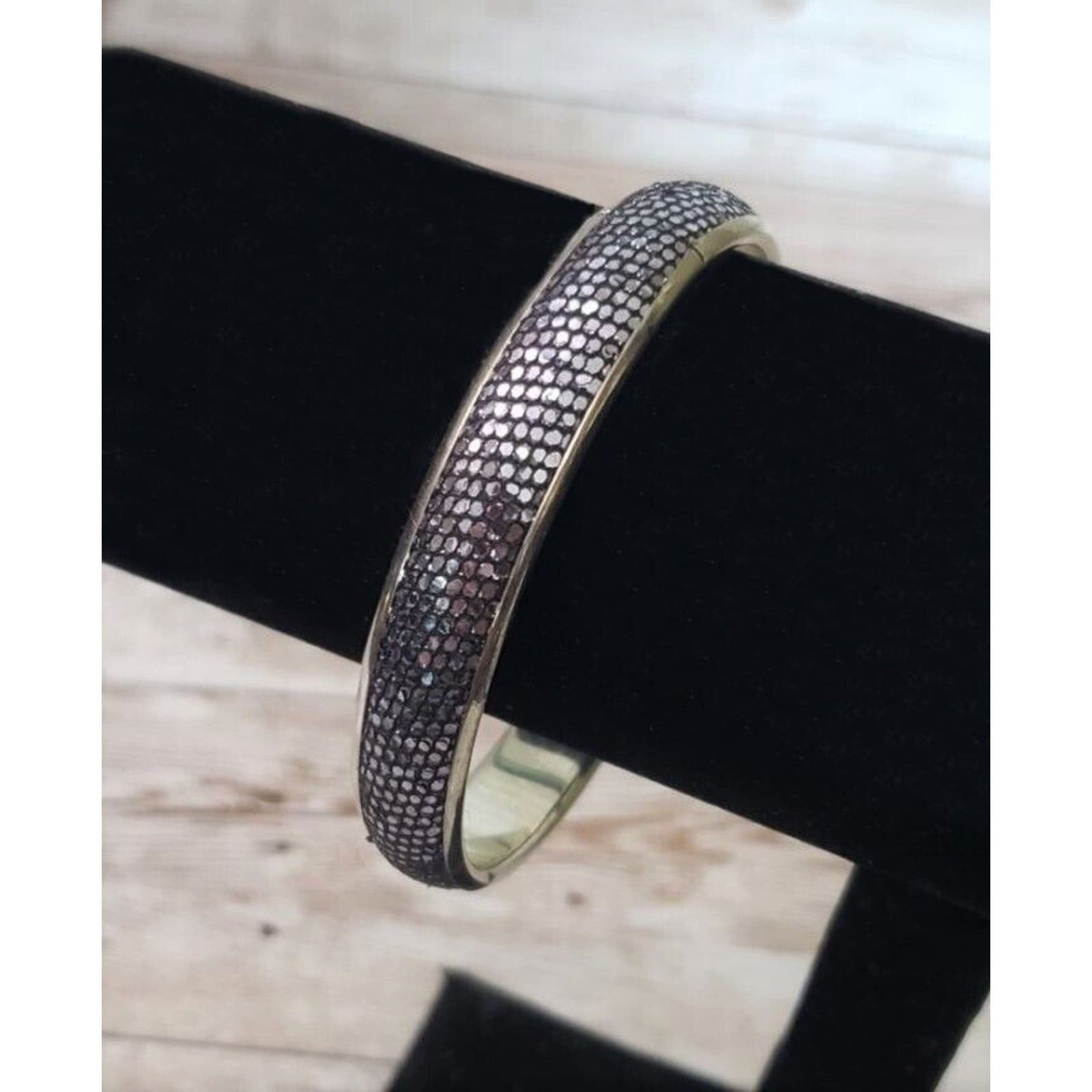 Vintage Bracelet / Bangle - 8" Grey & Silver Tone