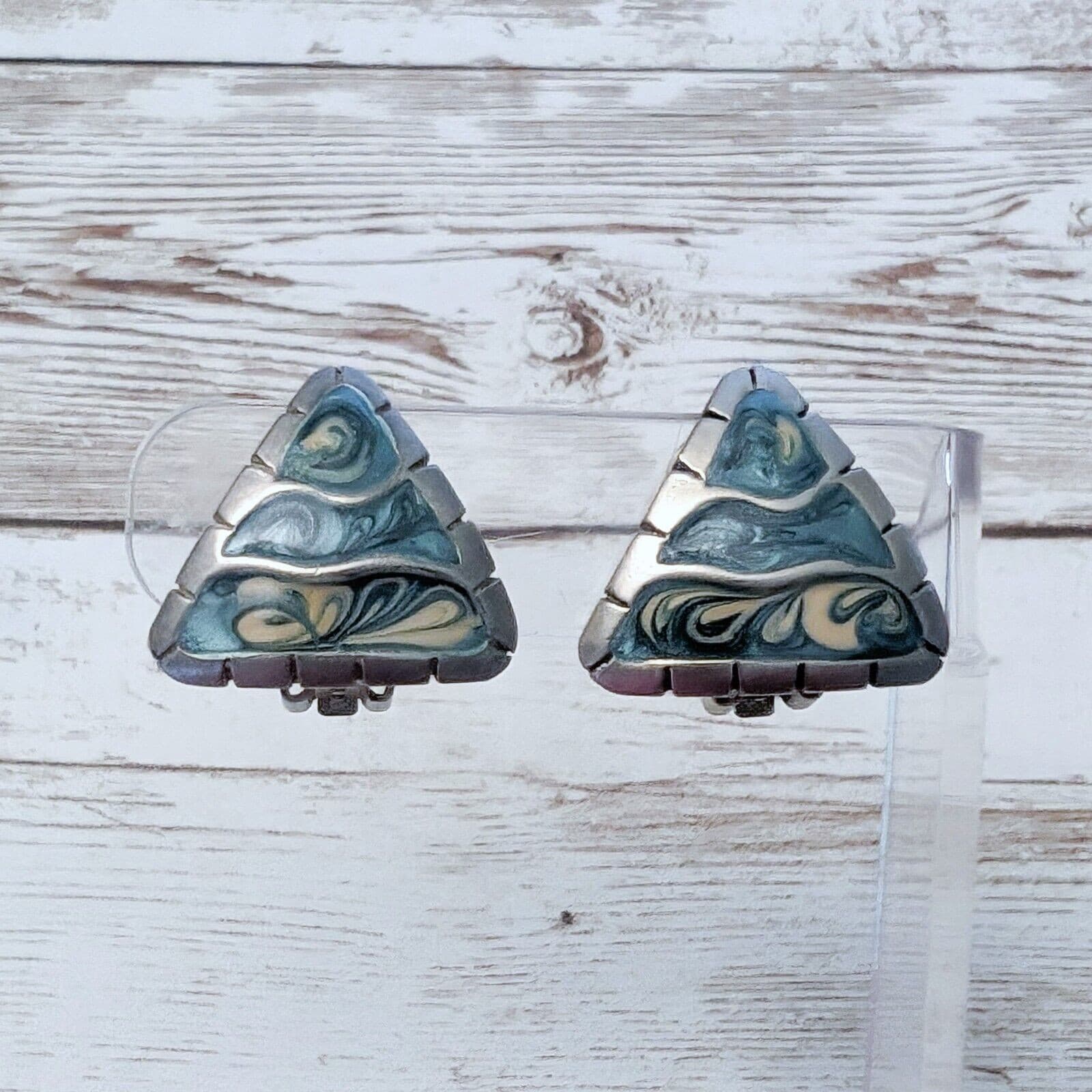 Vintage Clip On Earrings - Statement Unusual Triangle Design