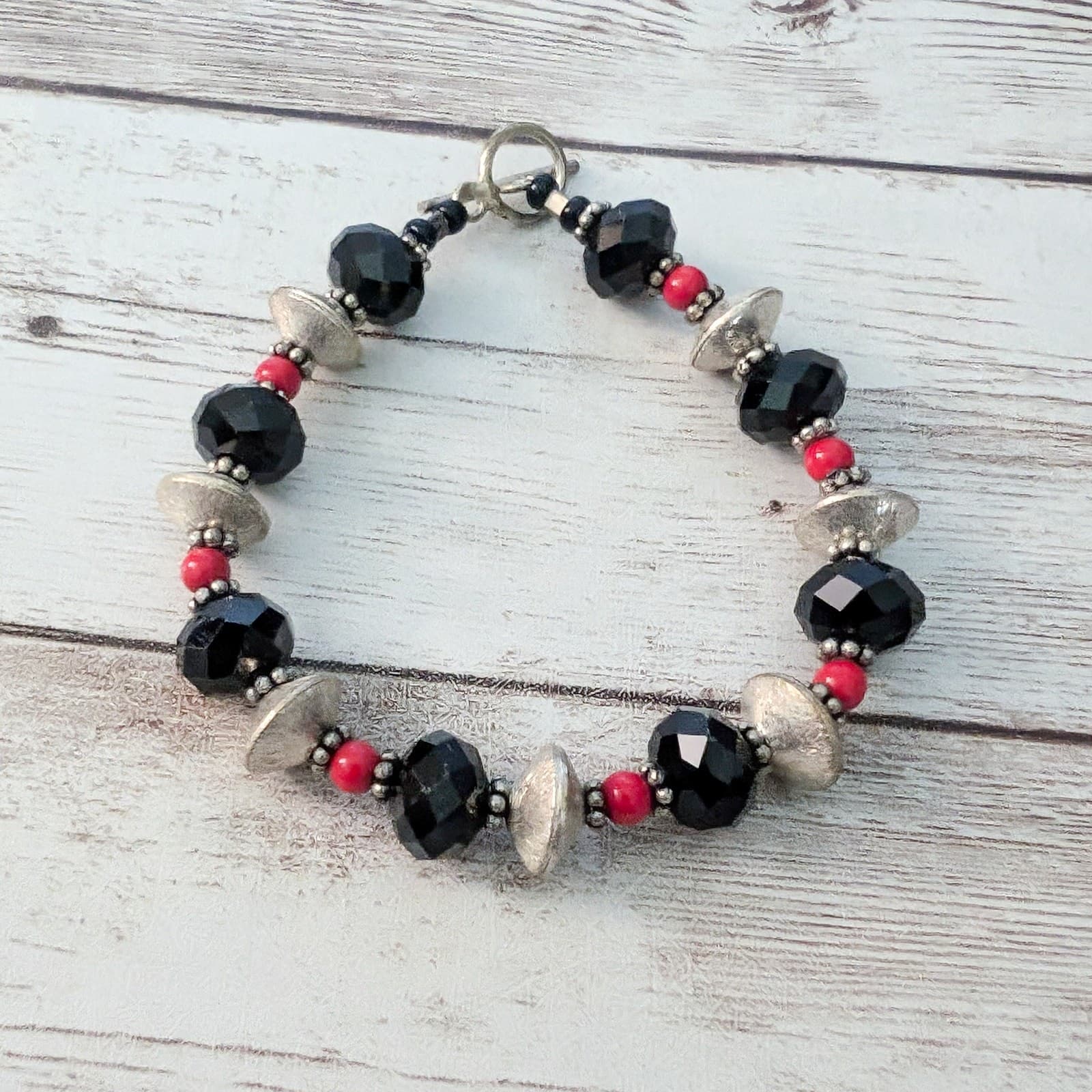 Vintage Bracelet - 7.5" Black & Red Bracelet