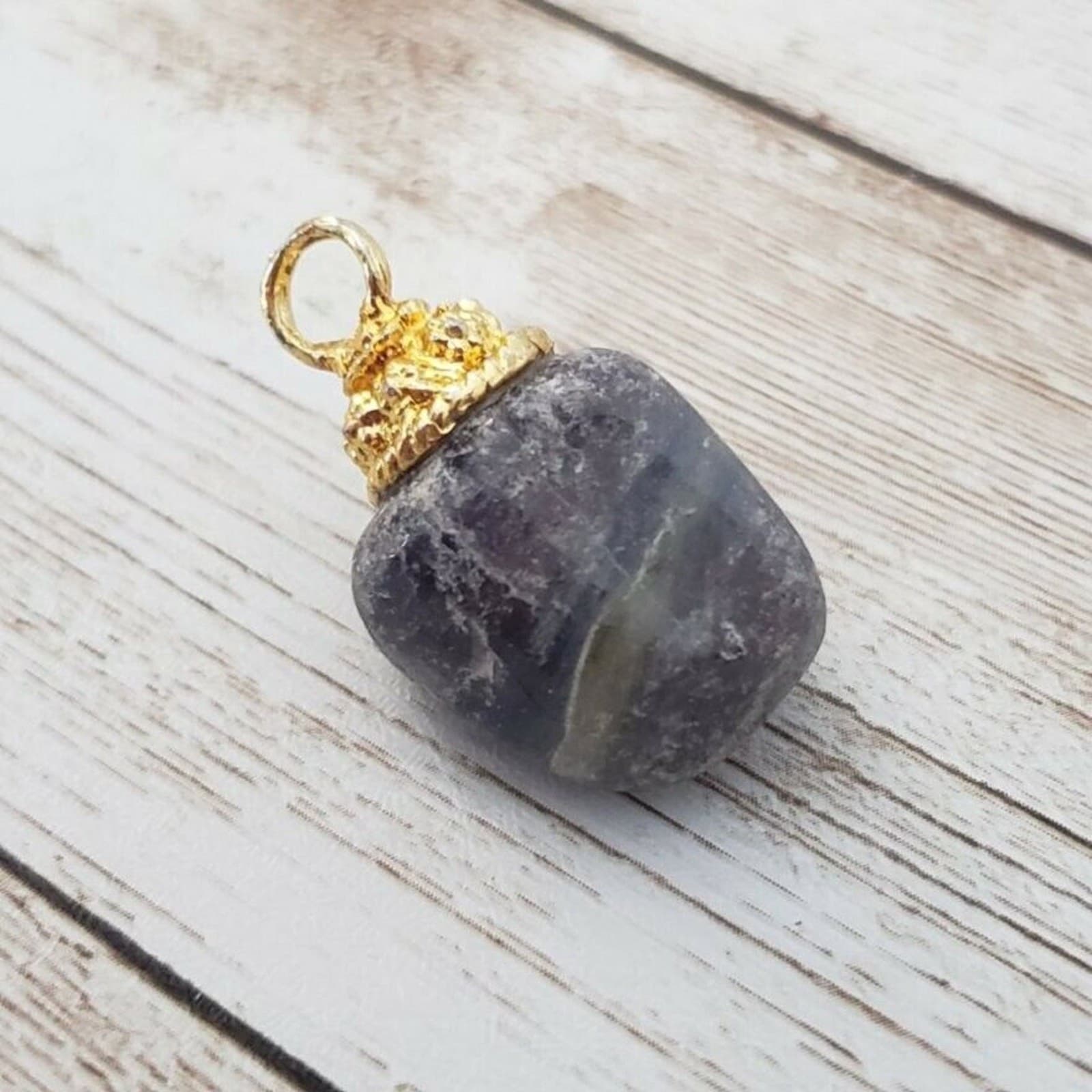 Stone Pendant with Gold Tone Bail