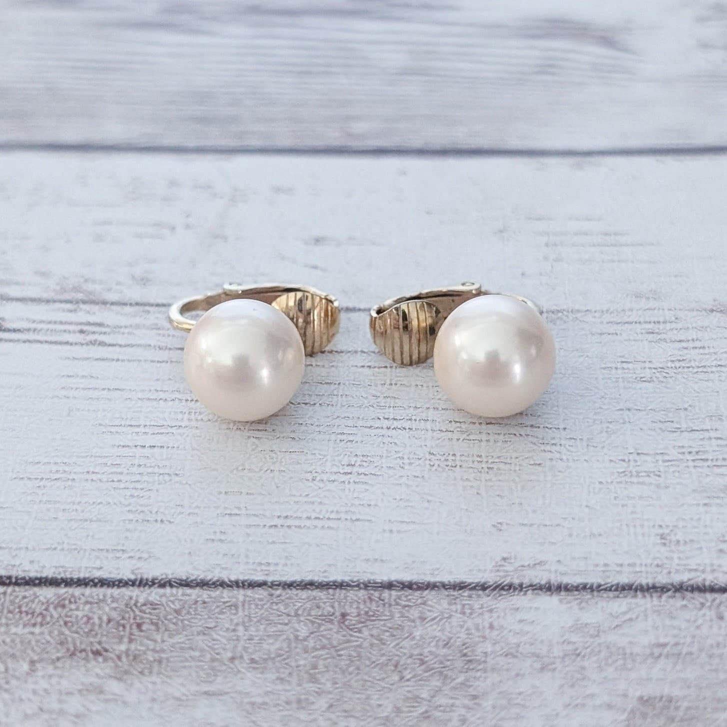 Vintage Clip On Earrings 3/8" Ball Like Faux Pearl Stylish