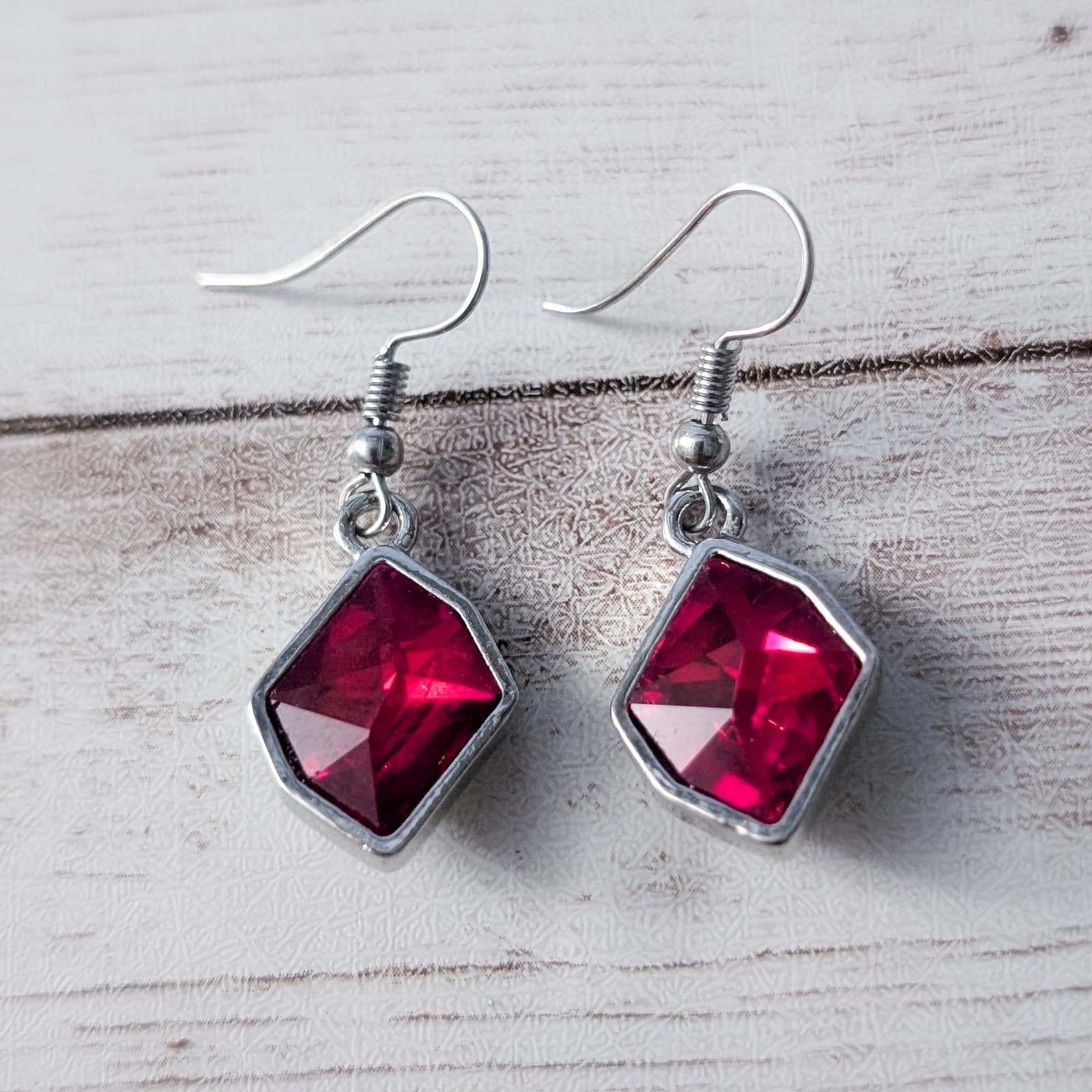 Unusual Shape Red Dangle Earrings for Pierced Ears
