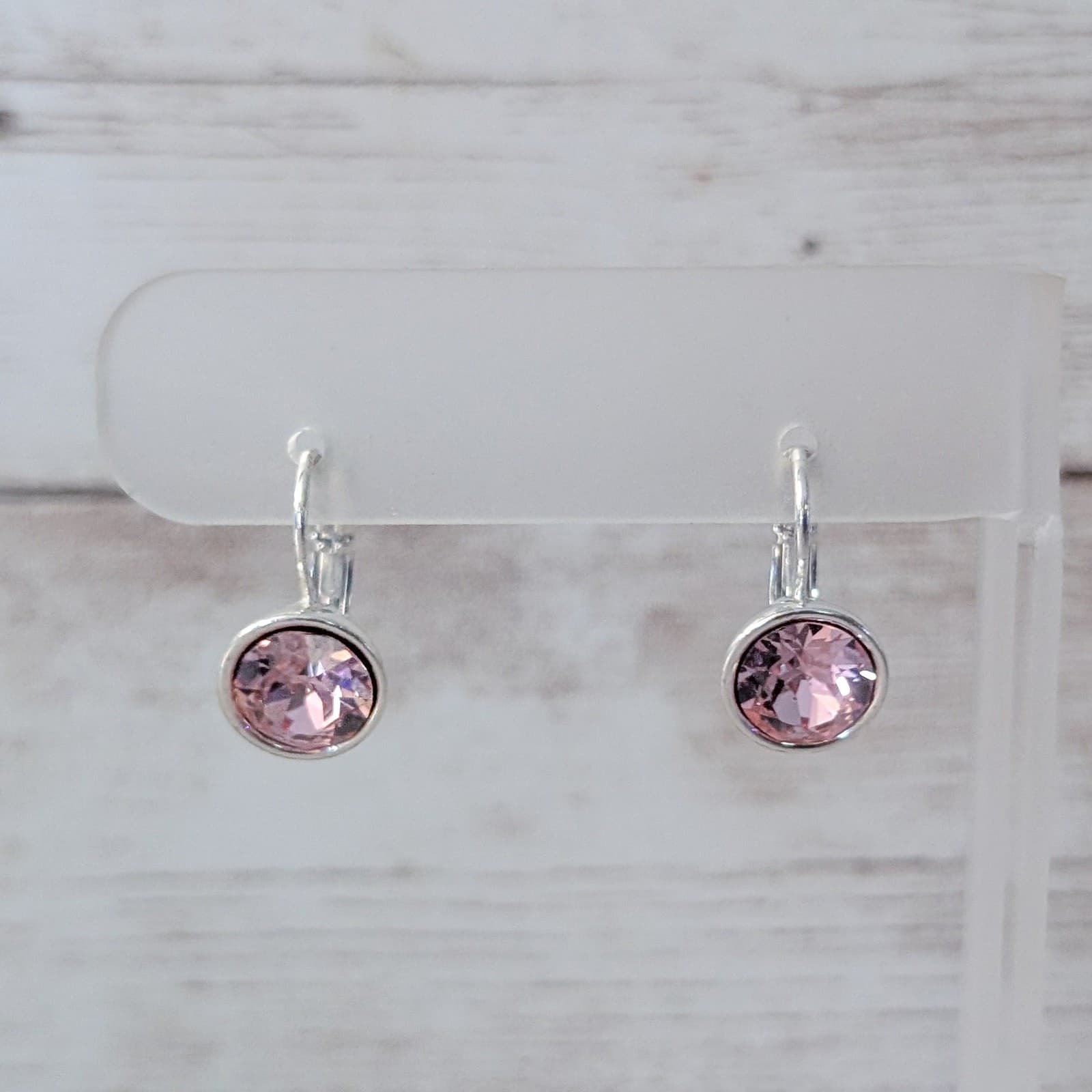 Pink & Silver Tone Dangle Earrings for Pierced Ears