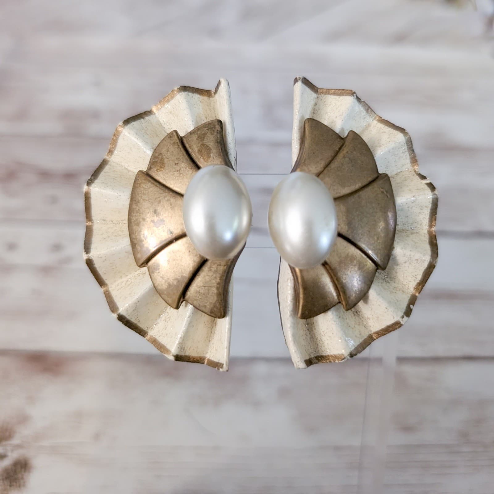 Vintage Clip On Earrings Fan Like Large Statement