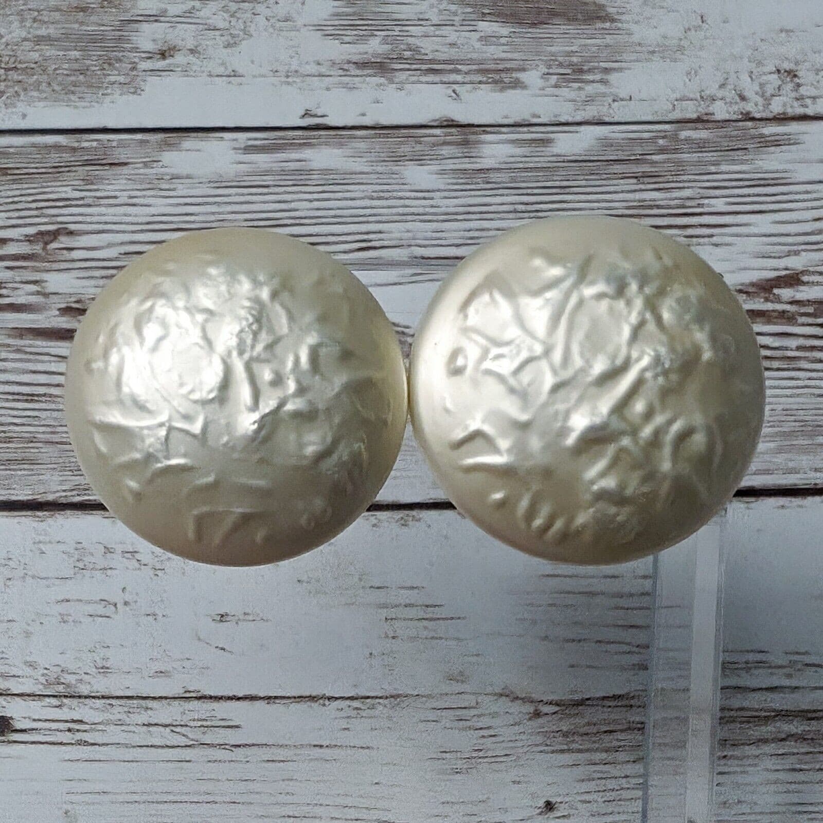 Vintage Mavella Clip On Earrings Very Large Domed Cream 1.25"