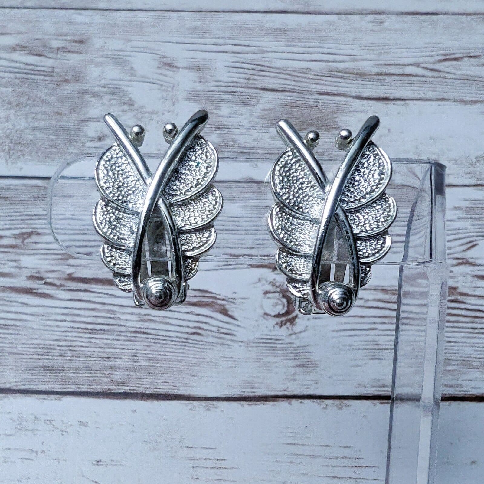 Vintage Clip On Earrings - Silver Tone Stamped SC