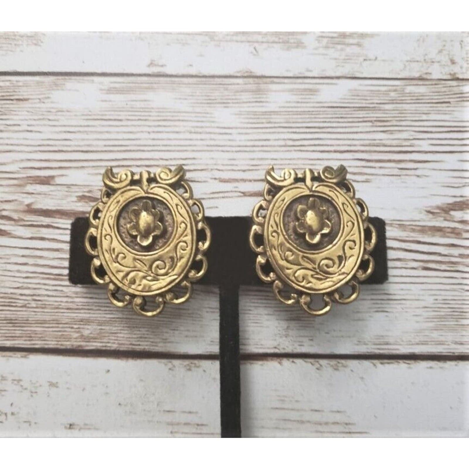 Vintage Clip On Earrings Very Unusual & Ornate Statement Earrings