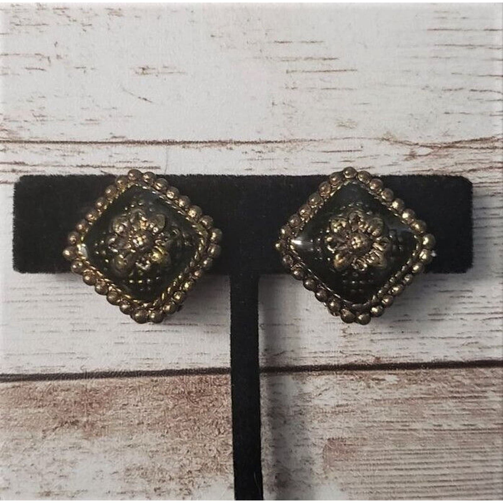 Vintage Clip On Earrings Unusual with Flower Design