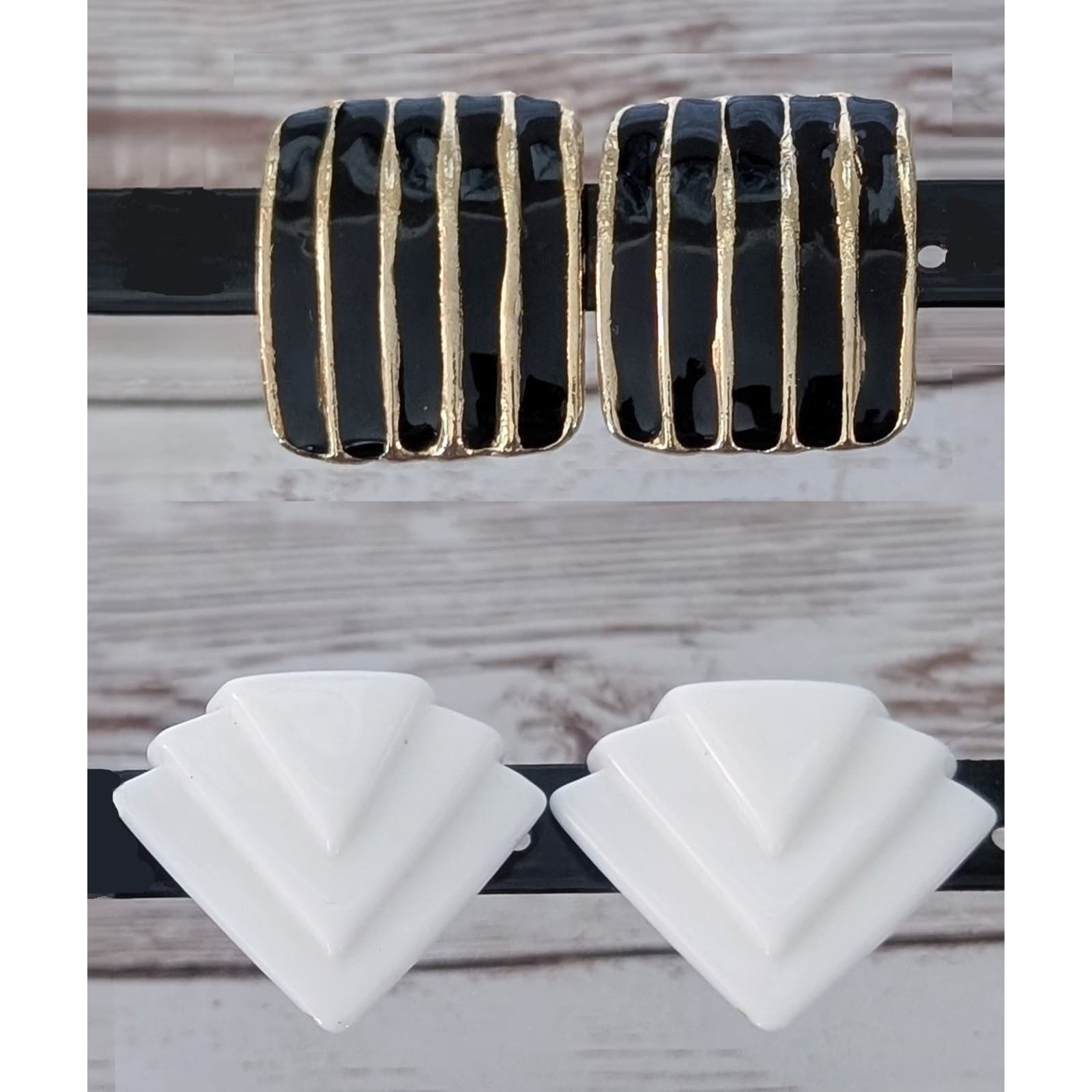 Vintage Clip On Earrings - 2 Pairs of Statement Retro Statement Earrings
