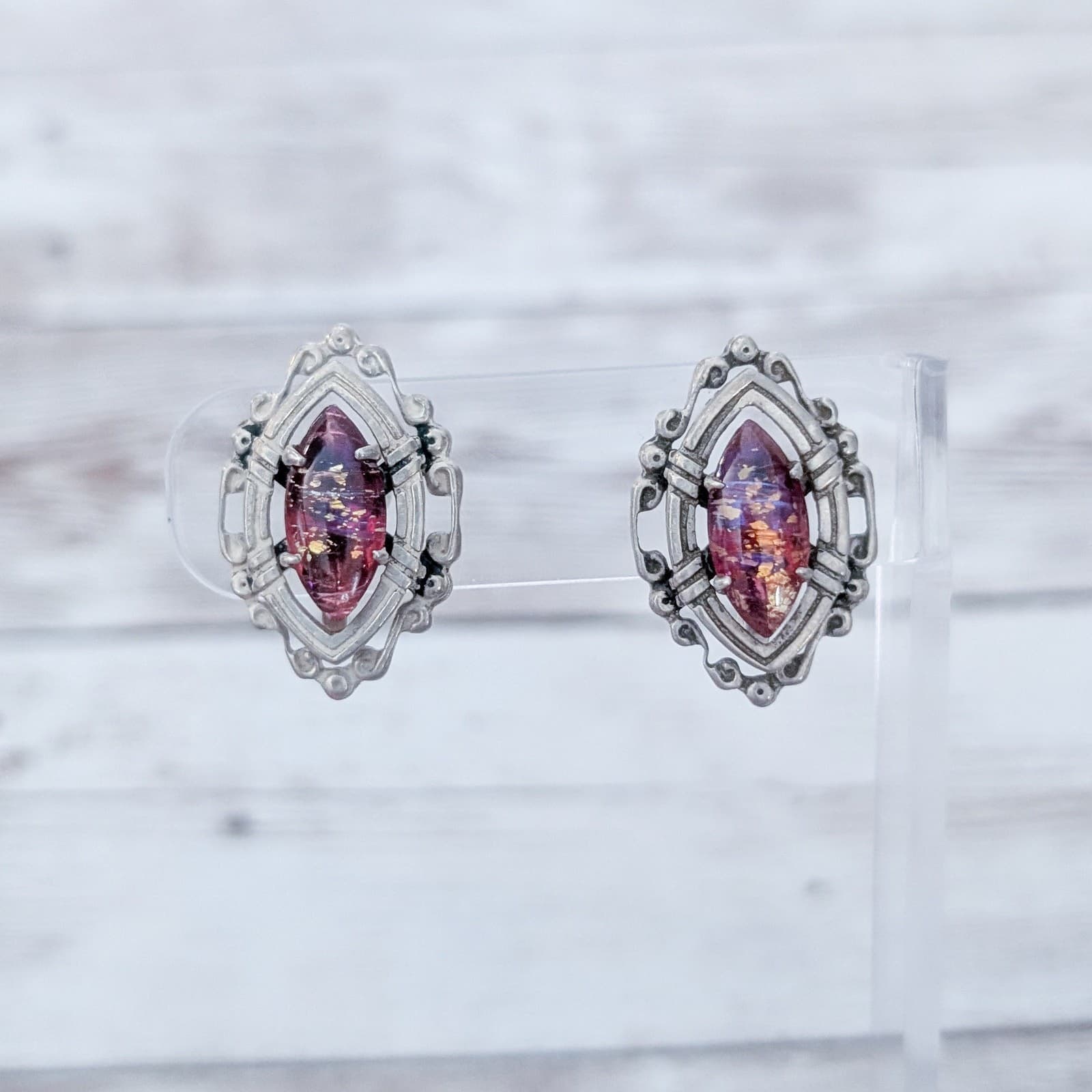 Vintage Screw Back Earrings Stamped Silver Mexico