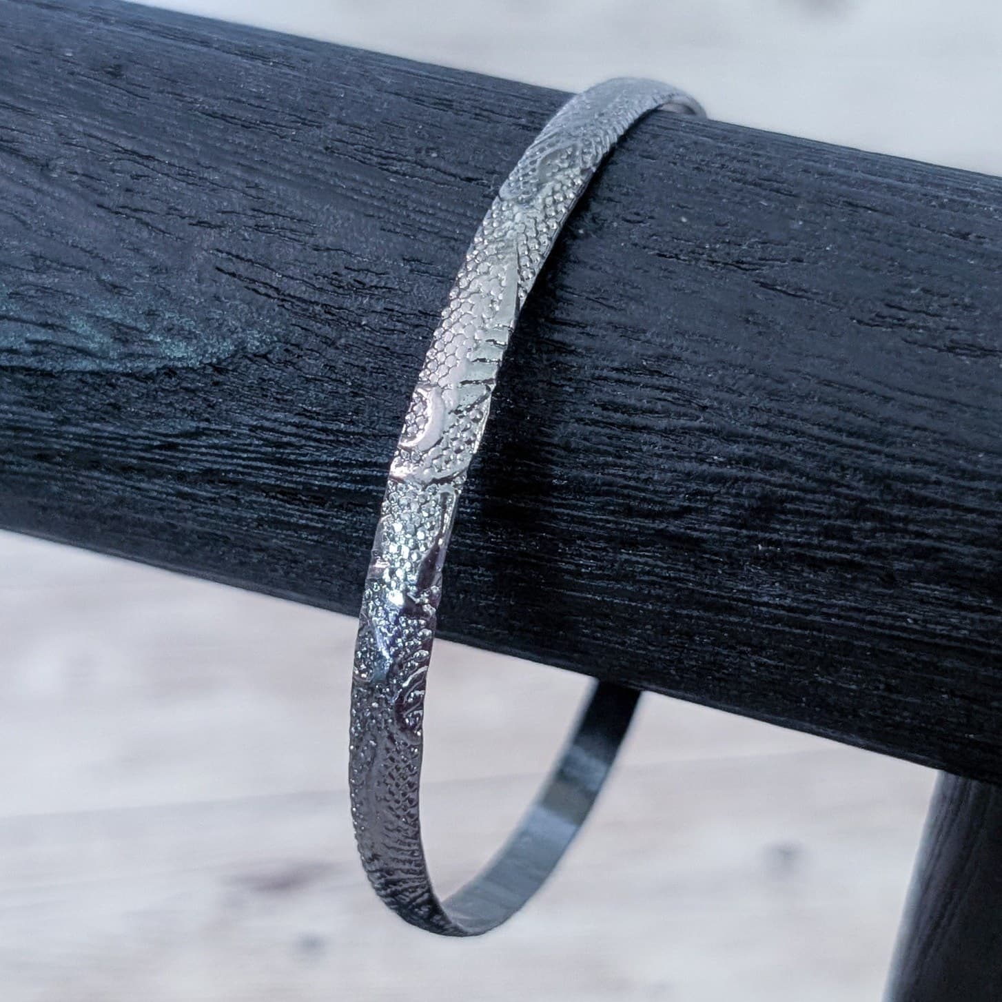 Vintage Cuff Bracelet - 7.25" Dark Metal with Design