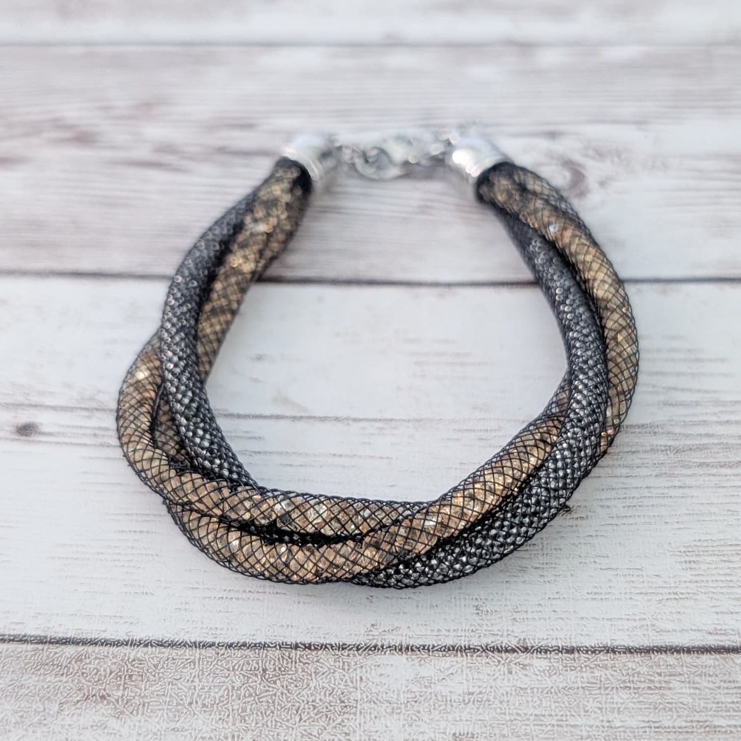 Two Tone Twisted Mesh Bracelet - Really Pretty