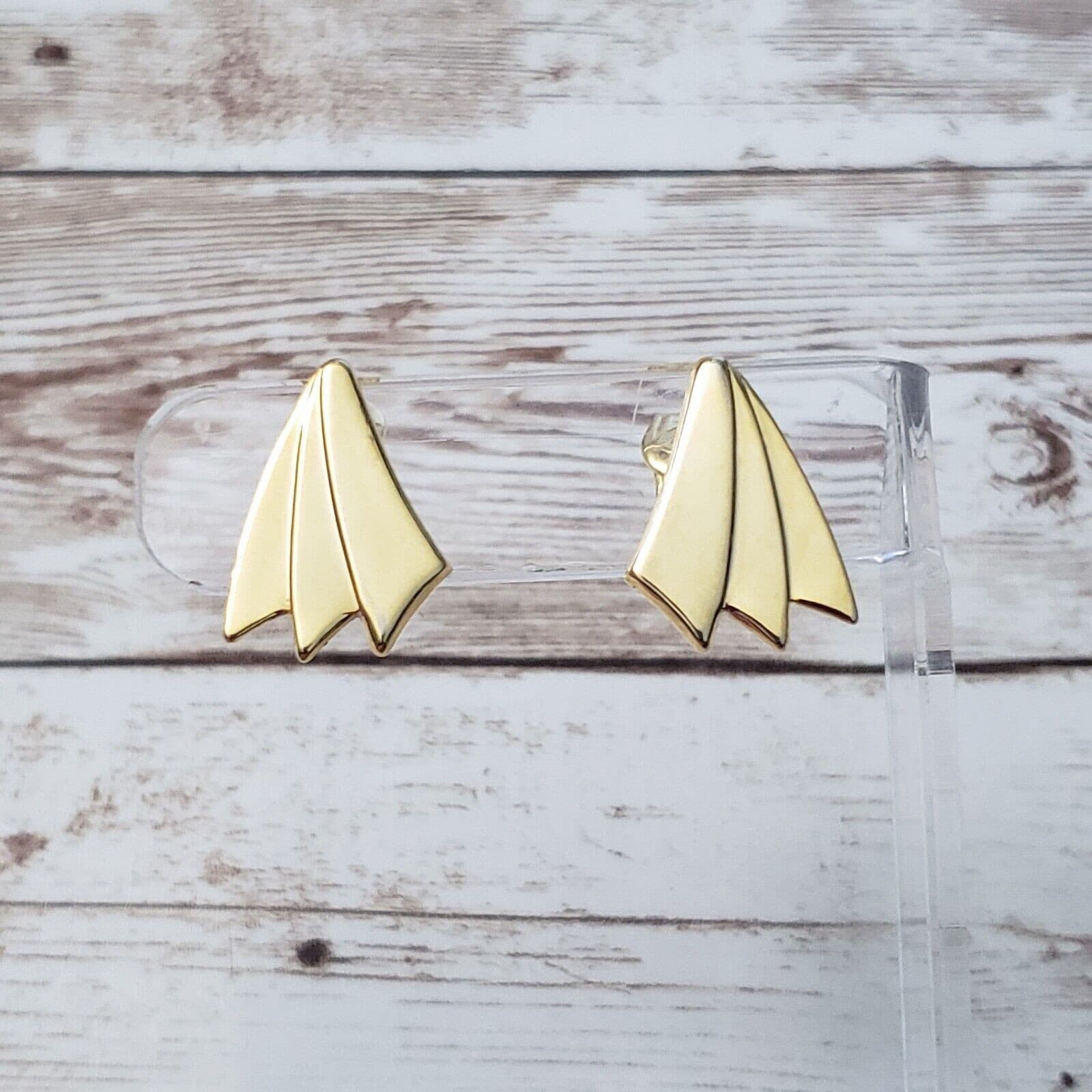 Vintage Clip On Earrings - Stylish Gold Tone 7/8"