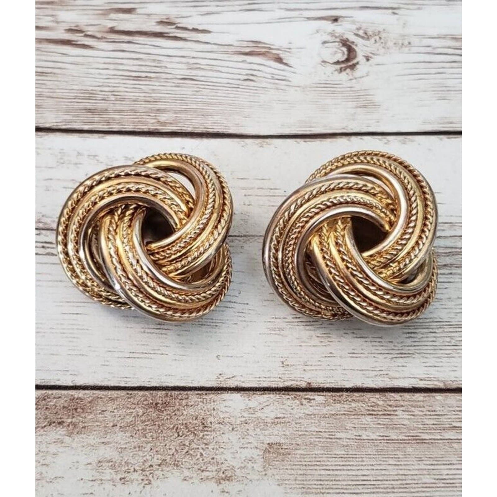 Vintage Clip On Earrings Stunning Extra Large Knot Design Statement Earrings