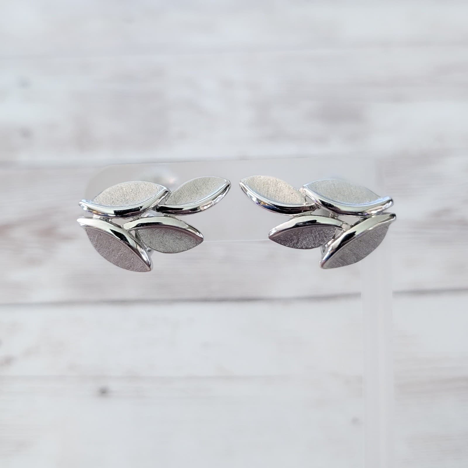 Vintage Trifari Clip On Earrings Large Statement Unusual Silver Tone