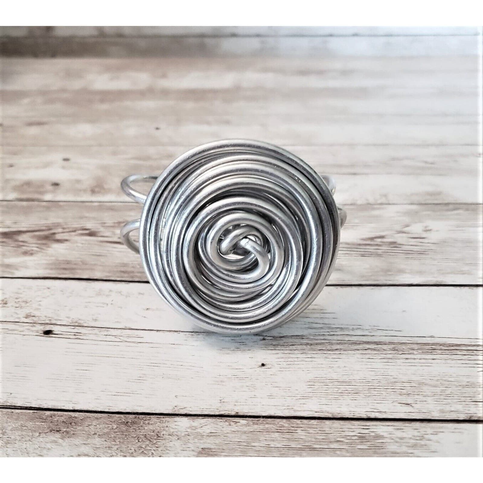 Vintage Cuff Bracelet Silver Tone Statement Swirl
