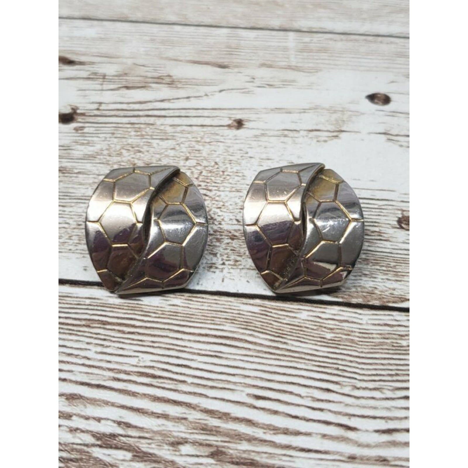 Vintage Trifari Clip On Earrings with Scale Pattern