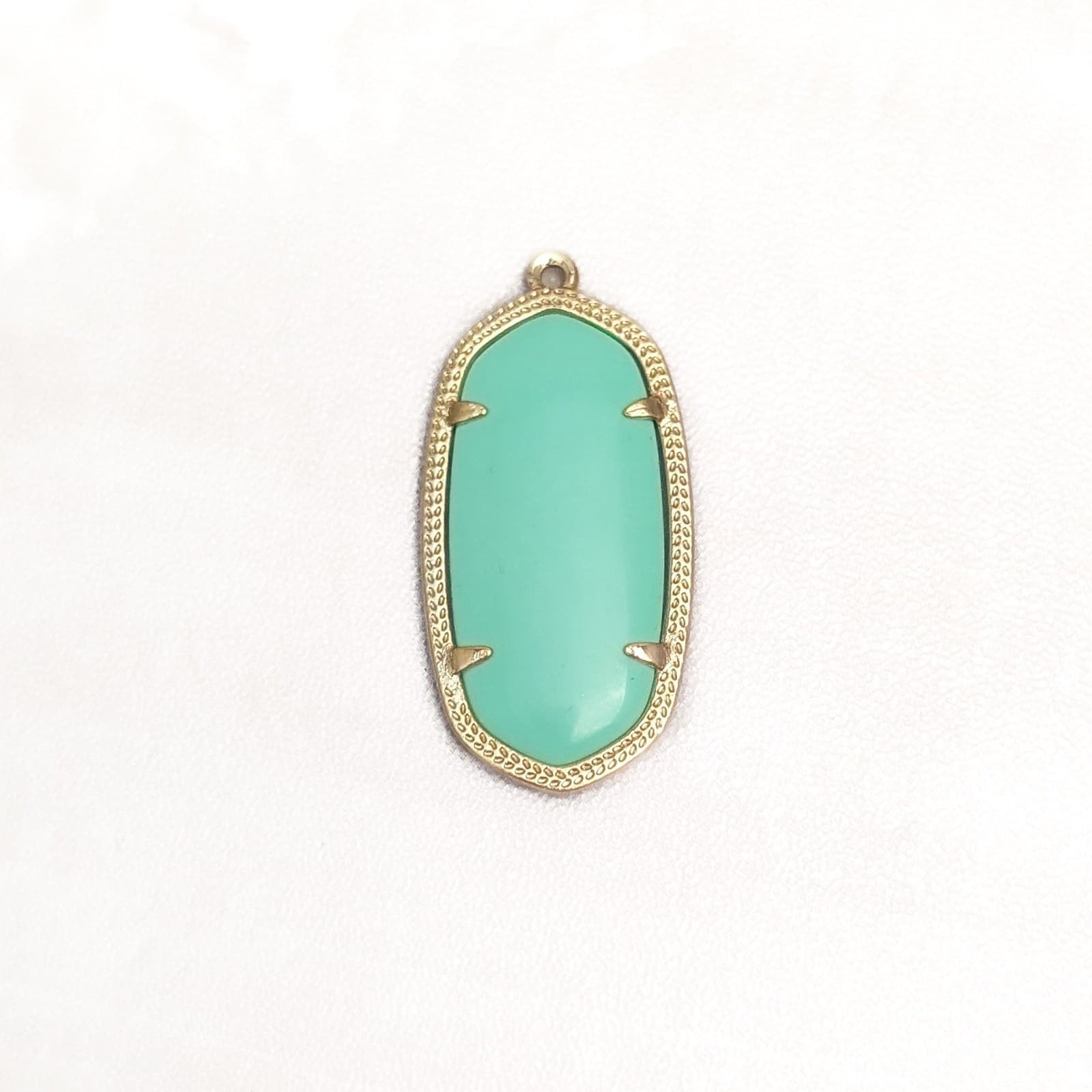 Mint Green & Gold Tone Pendant - Just Over 1.5" - No Chain Included