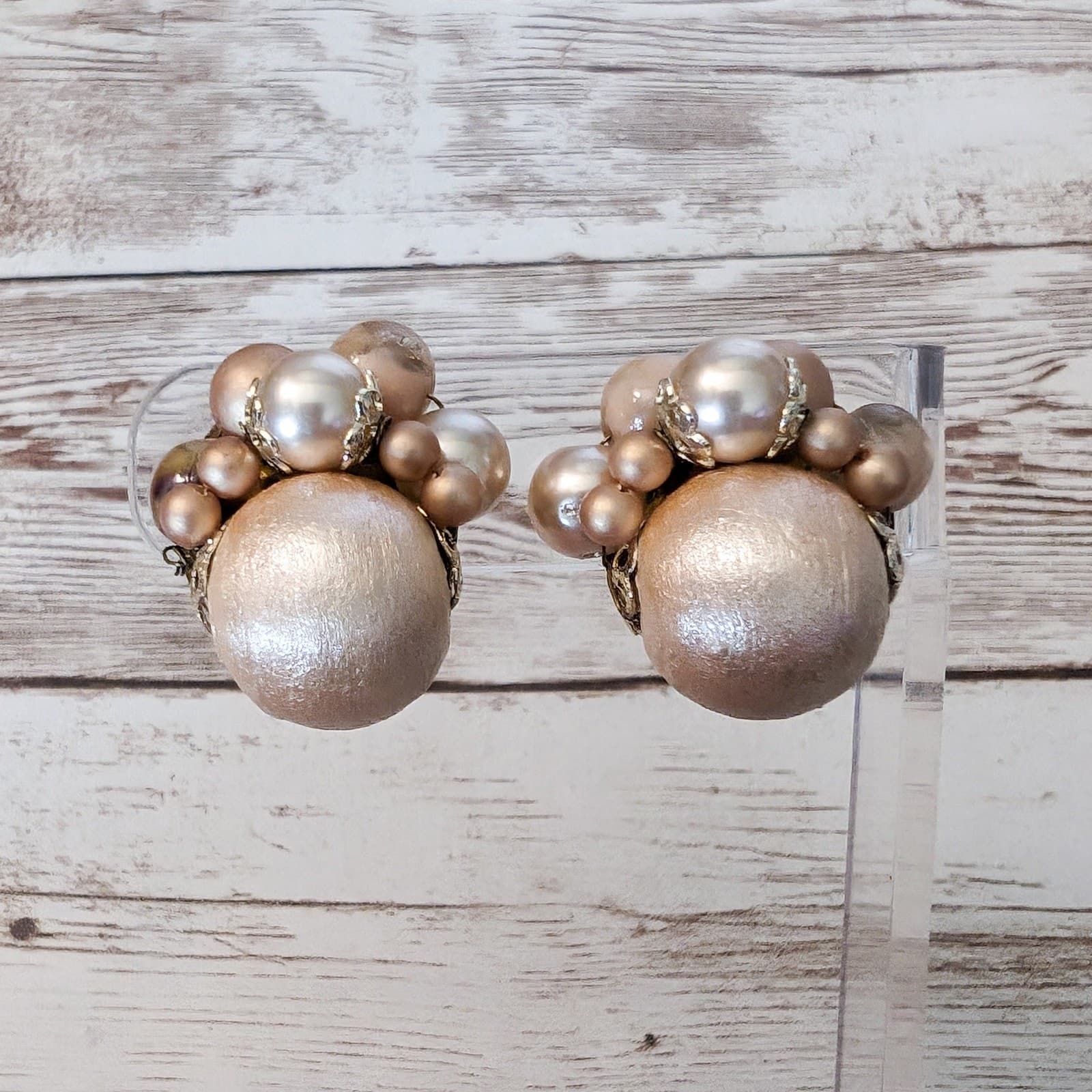 Vintage Clip On Earrings Unusual Metallic
