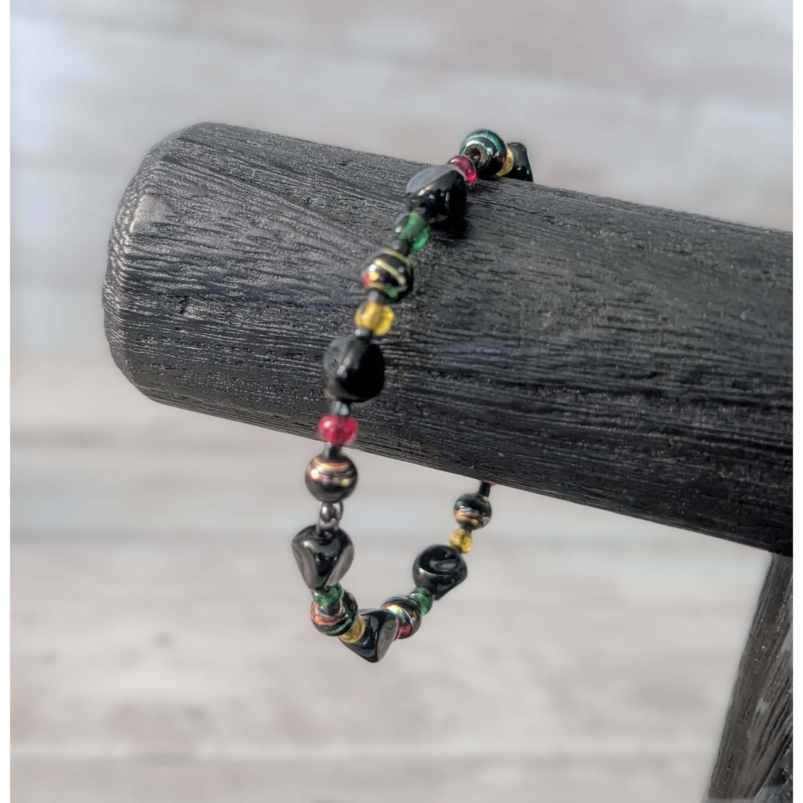 Vintage Bracelet Bangle - Black and Multi Colored