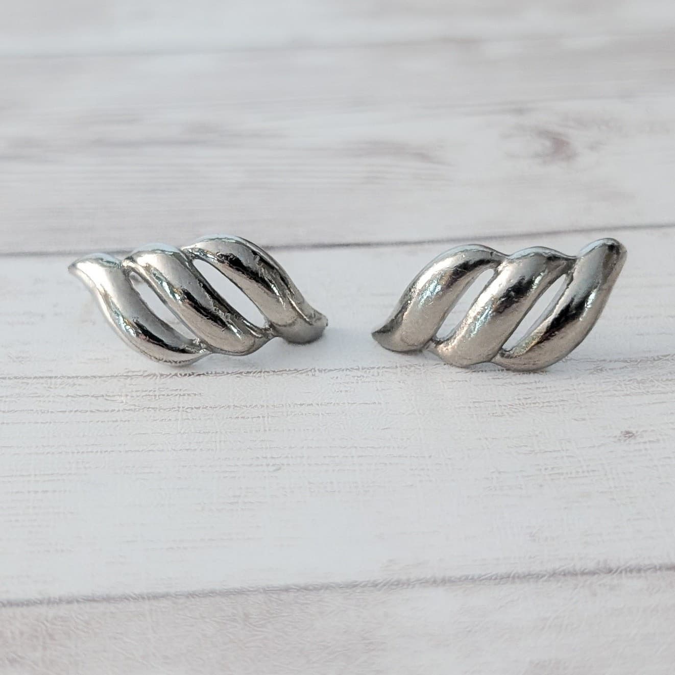 Vintage Stud Earrings Statement Silver Tone Classy Earrings Elegant
