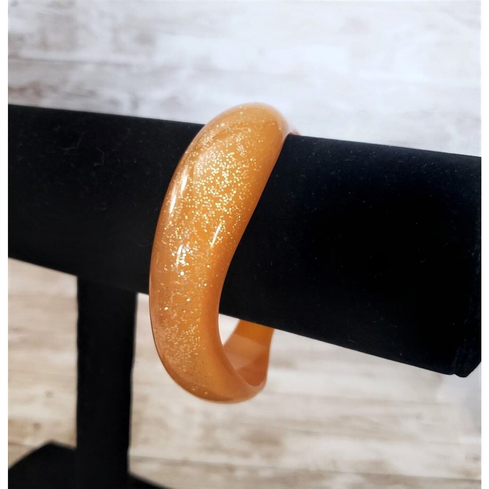 Vintage Bracelet / Bangle Wavy Glittery Orange