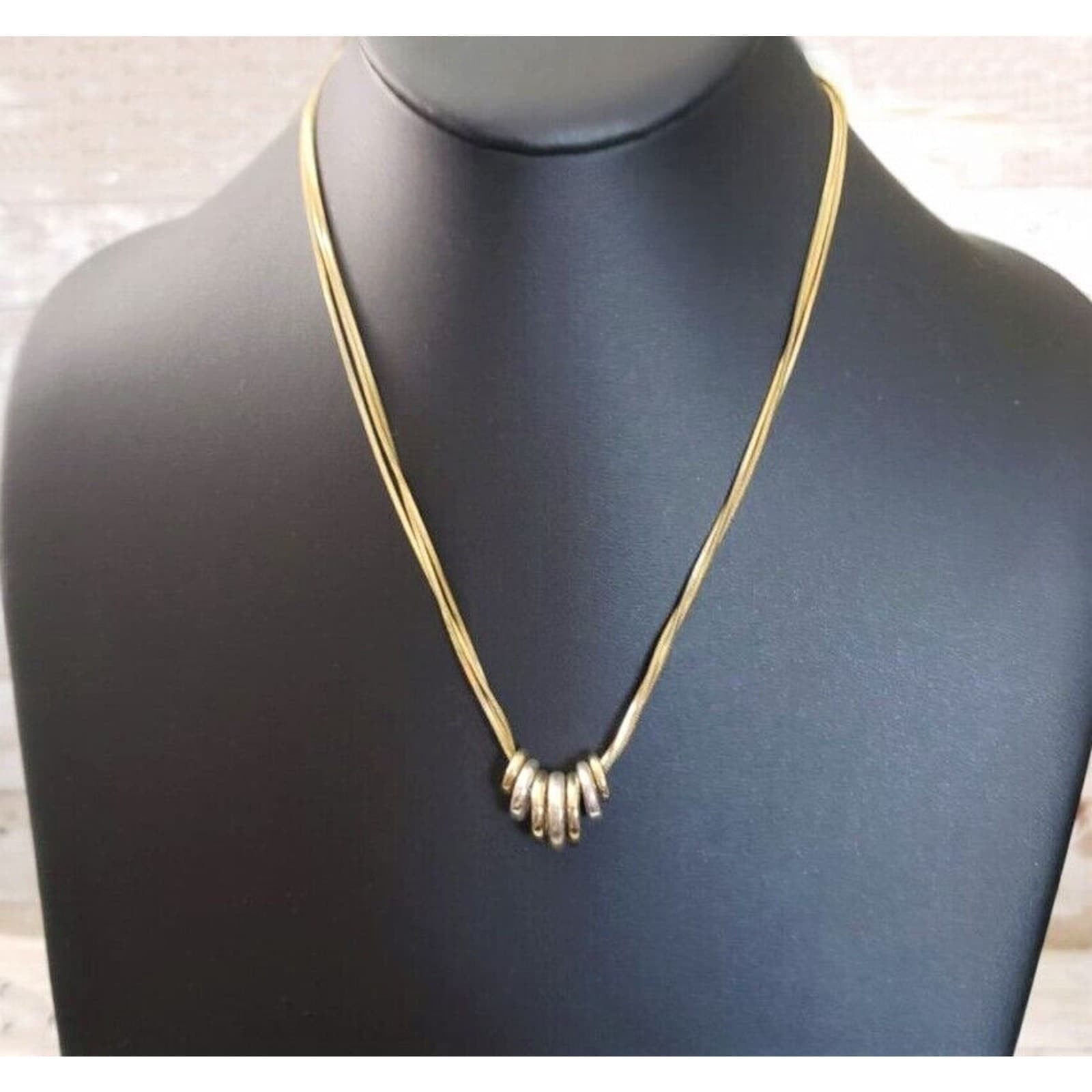 Vintage Necklace Gold Tone & Silver Tone Small Rings
